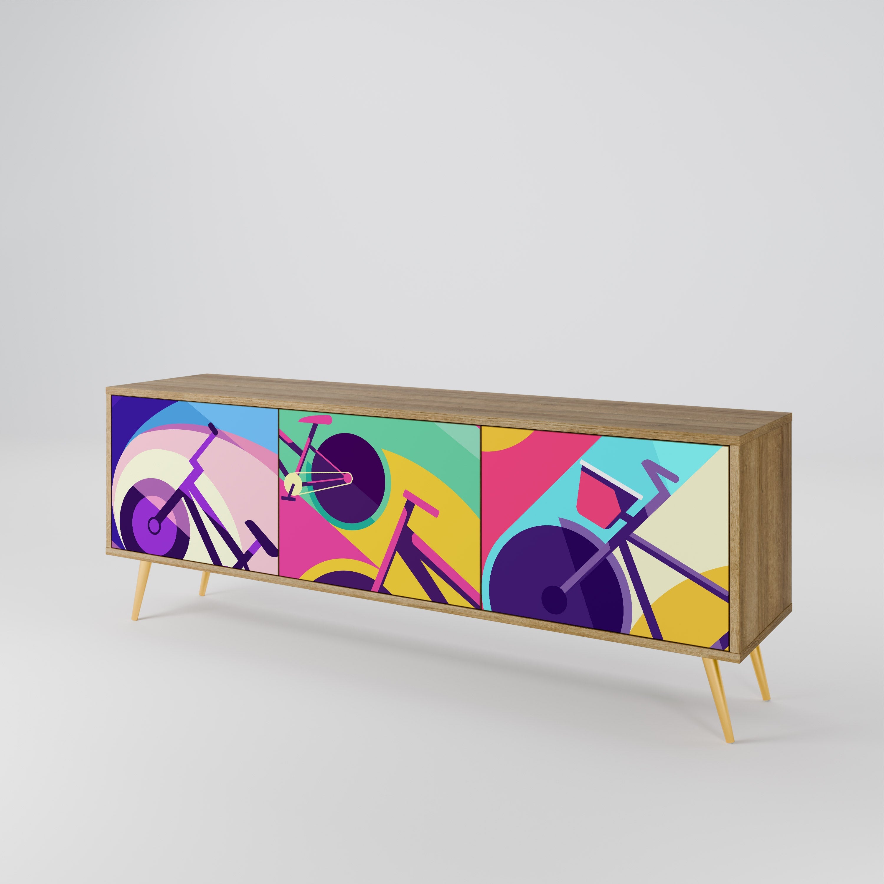 BIKE DREAMS TV-Lowboard mit 3 Türen in Eiche-Optik