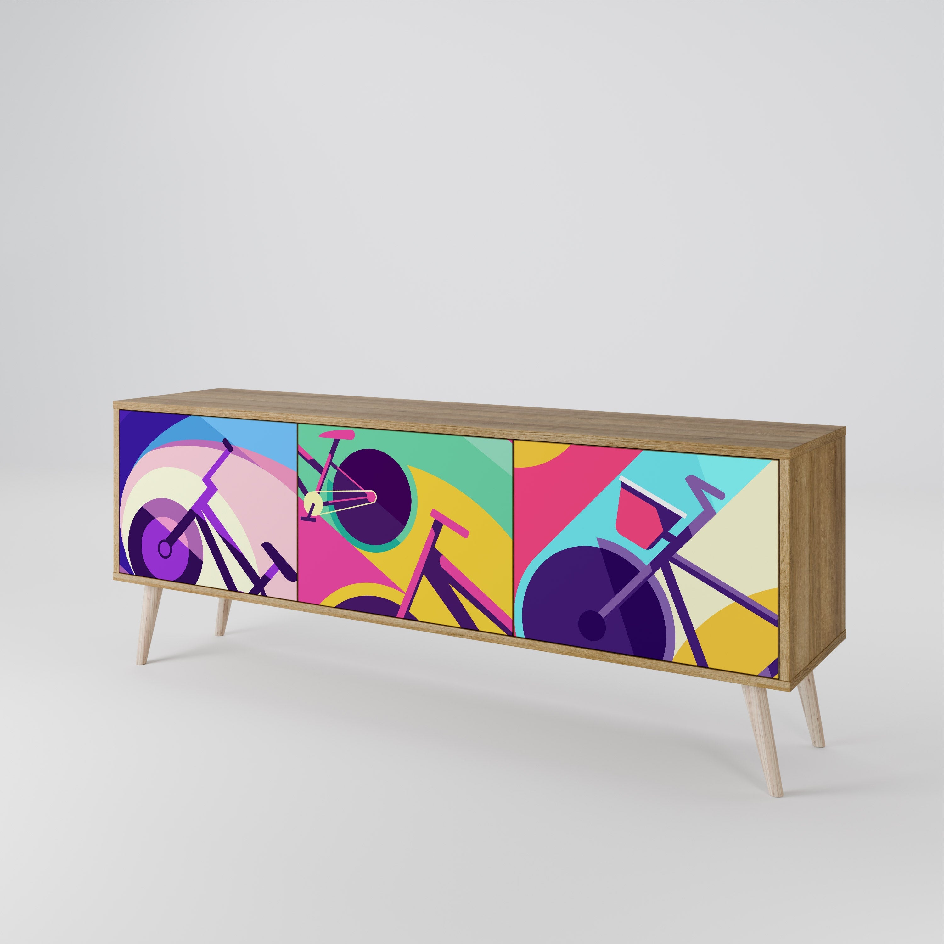 BIKE DREAMS TV-Lowboard mit 3 Türen in Eiche-Optik