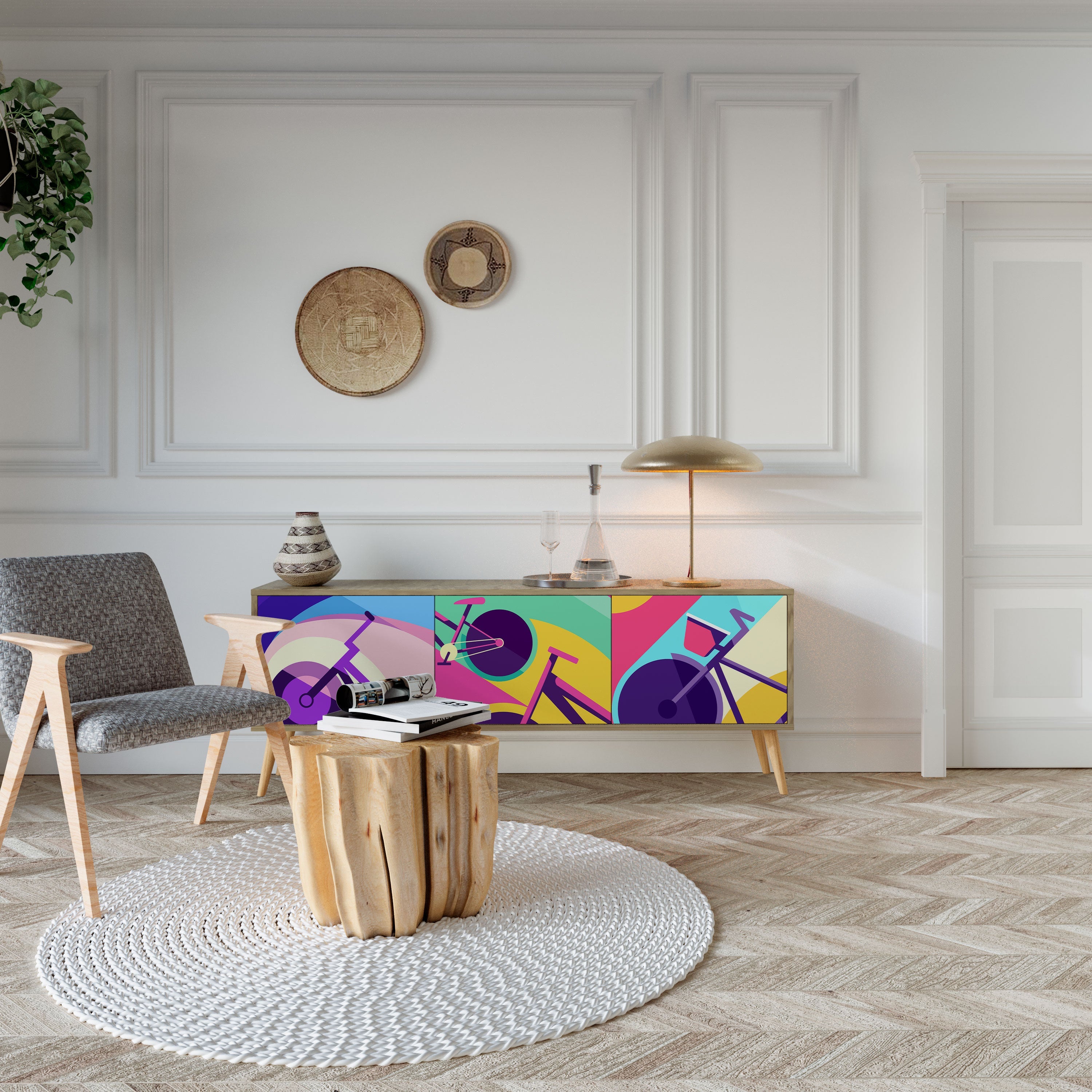 BIKE DREAMS TV-Lowboard mit 3 Türen in Eiche-Optik