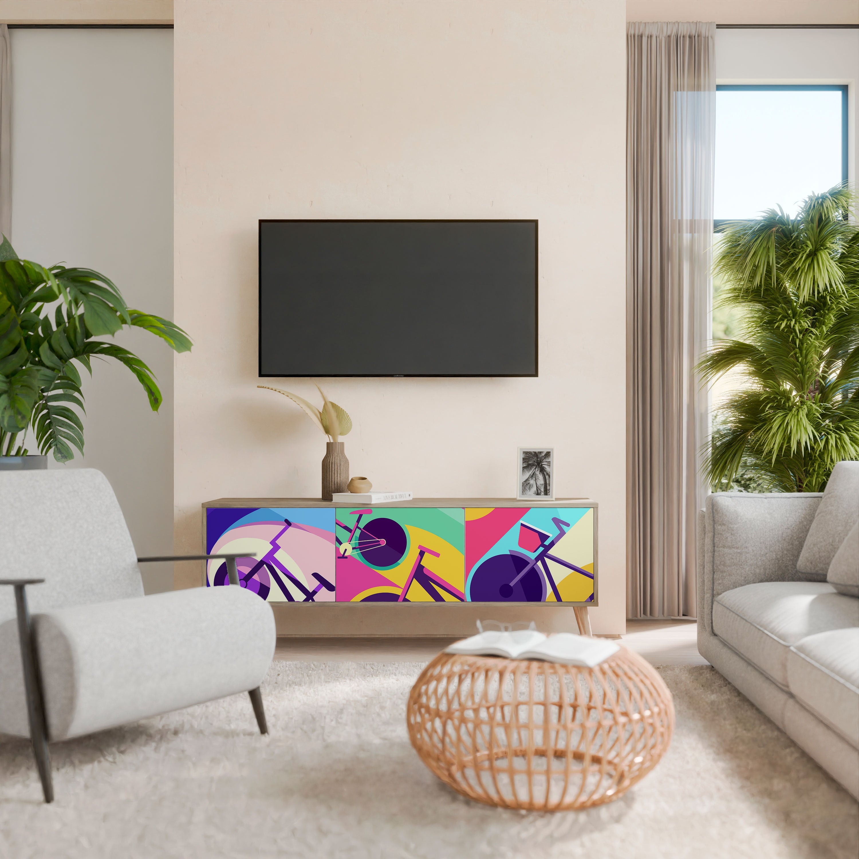 BIKE DREAMS TV-Lowboard mit 3 Türen in Eiche-Optik