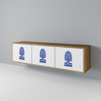 POLISH FOLK ART TV-Lowboard mit 3 Türen in Eiche-Optik