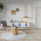 POLISH FOLK ART TV-Lowboard mit 3 Türen in Eiche-Optik