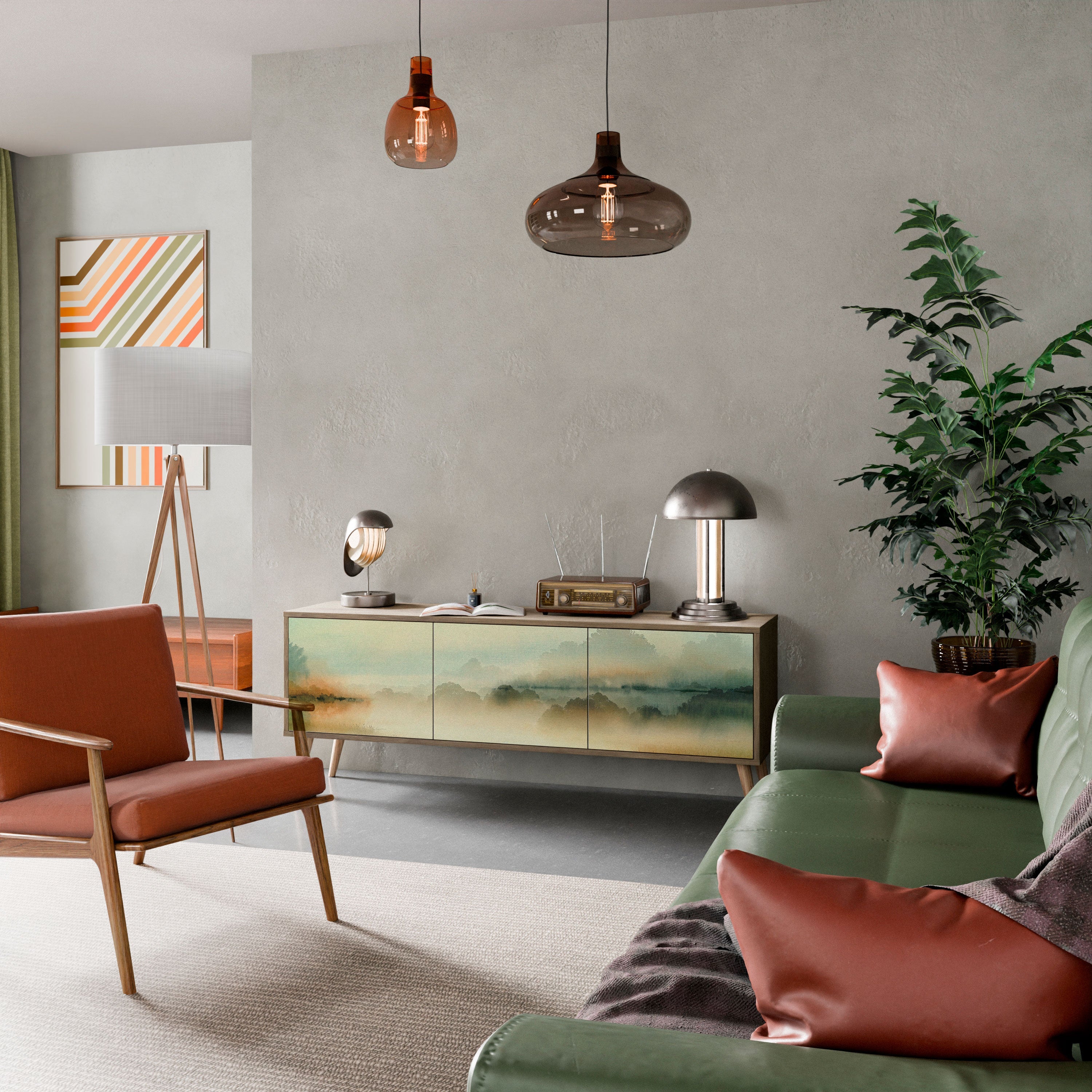 MORNING BY THE LAKE TV-Lowboard mit 3 Türen in Eiche-Optik