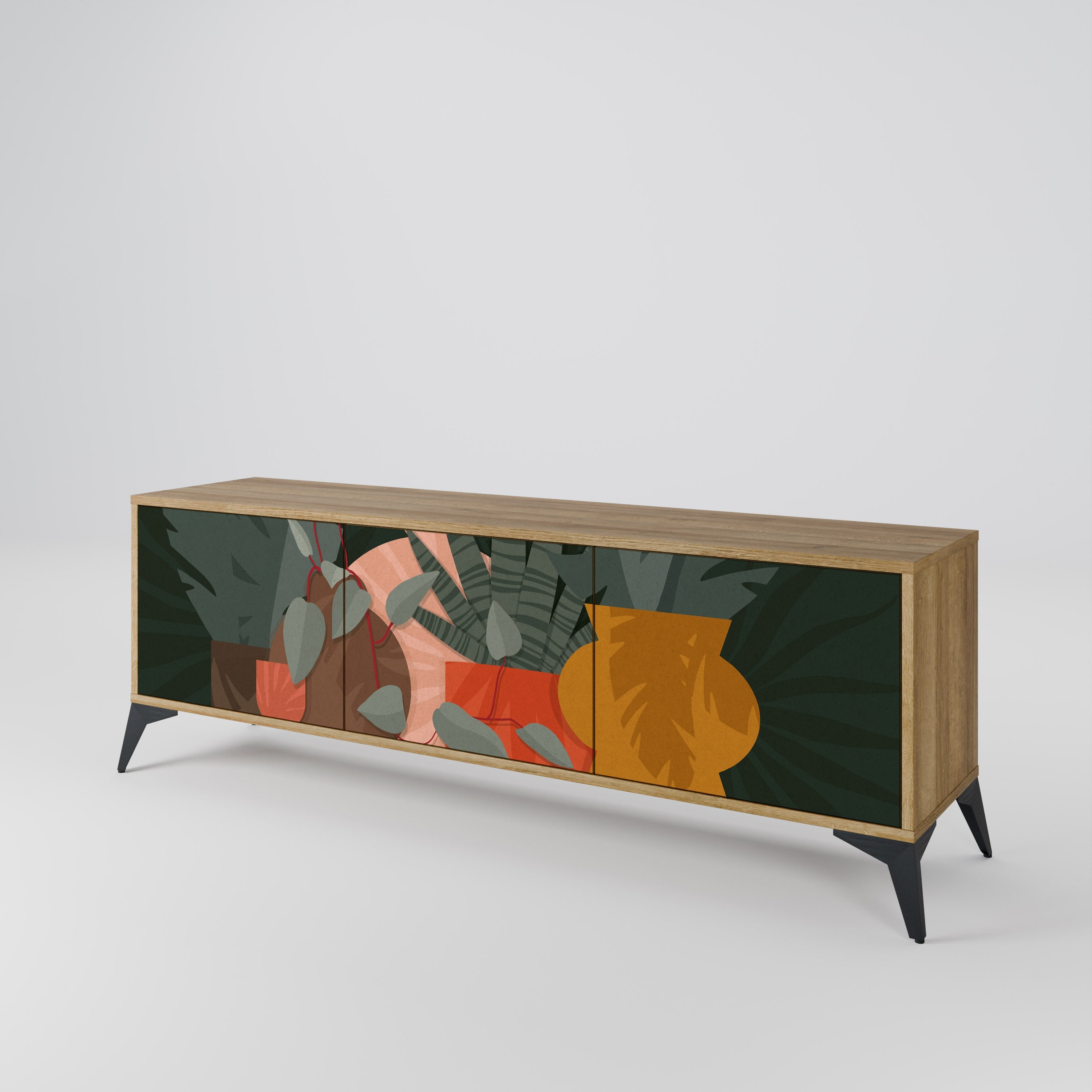 TROPICAL COMPOSITION TV-Lowboard mit 3 Türen in Eiche-Optik