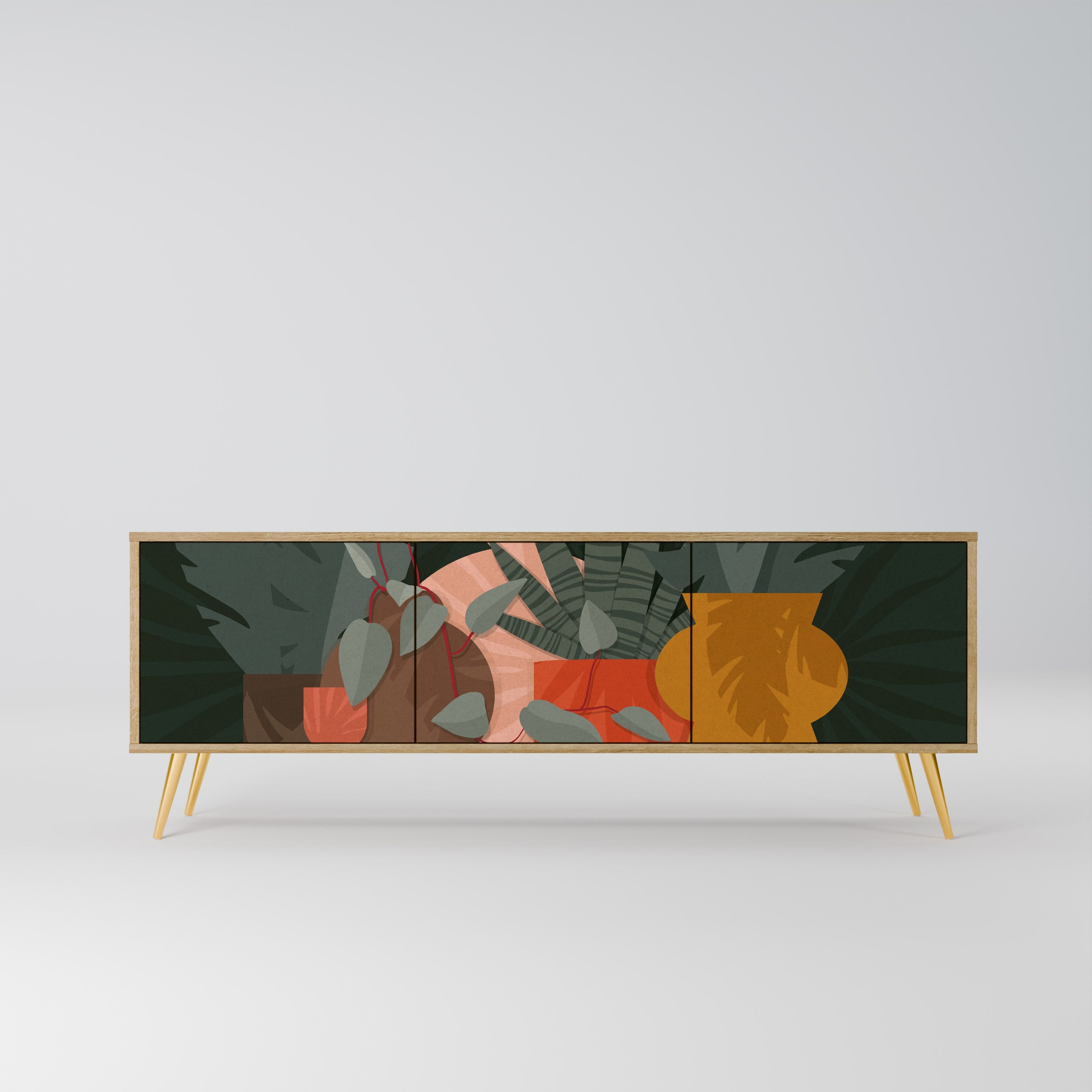 TROPICAL COMPOSITION TV-Lowboard mit 3 Türen in Eiche-Optik