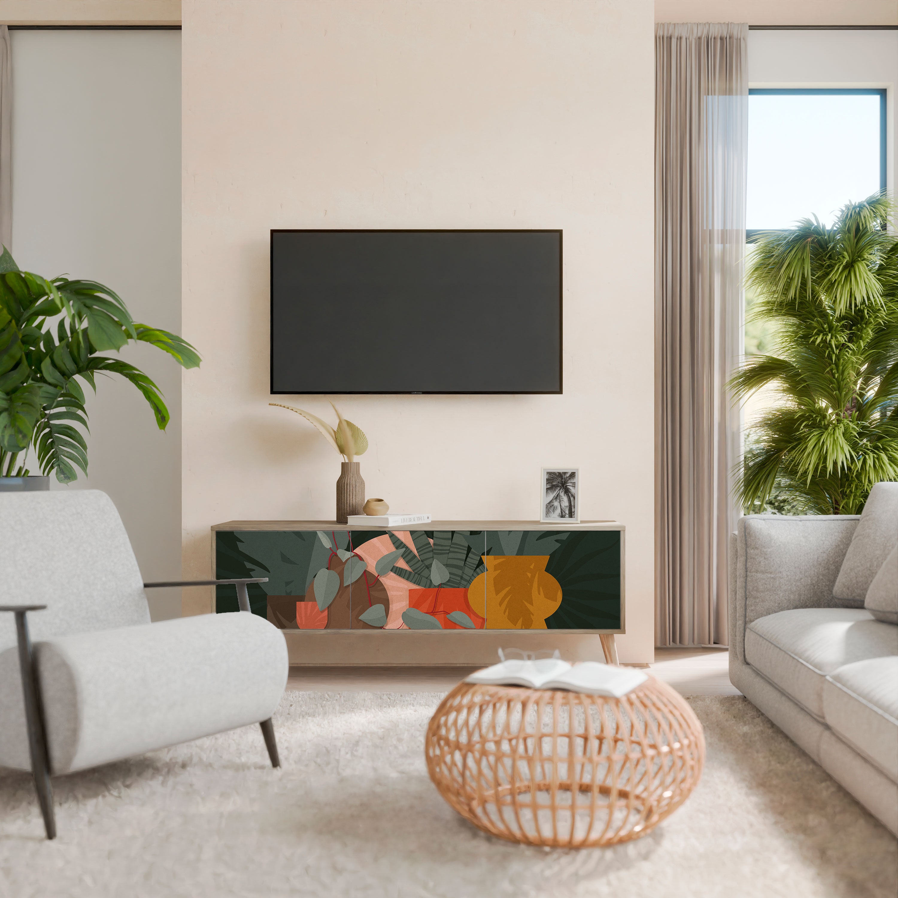 TROPICAL COMPOSITION 3-Door TV Cabinet