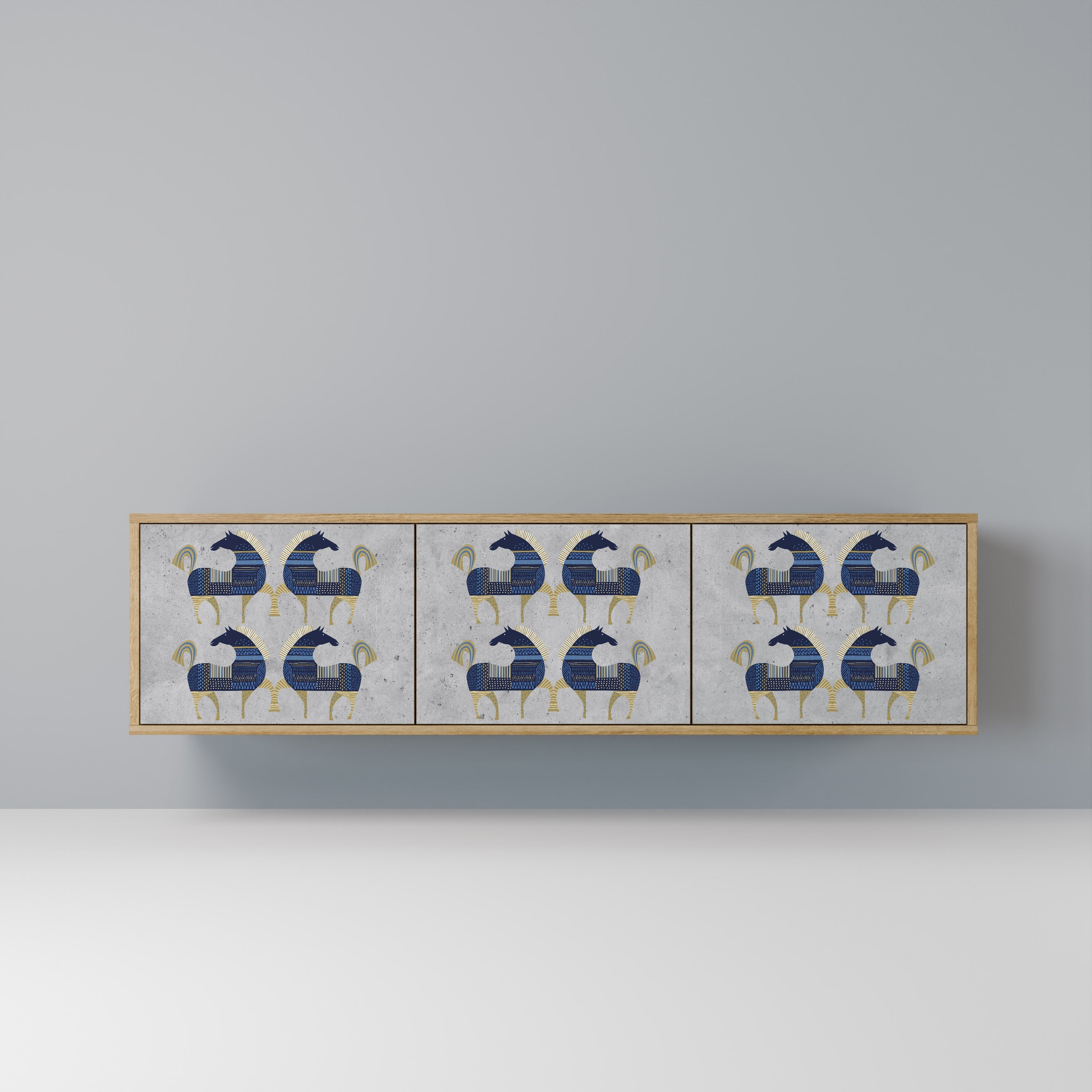 MAJESTIC STEED TV-Lowboard mit 3 Türen in Eiche-Optik