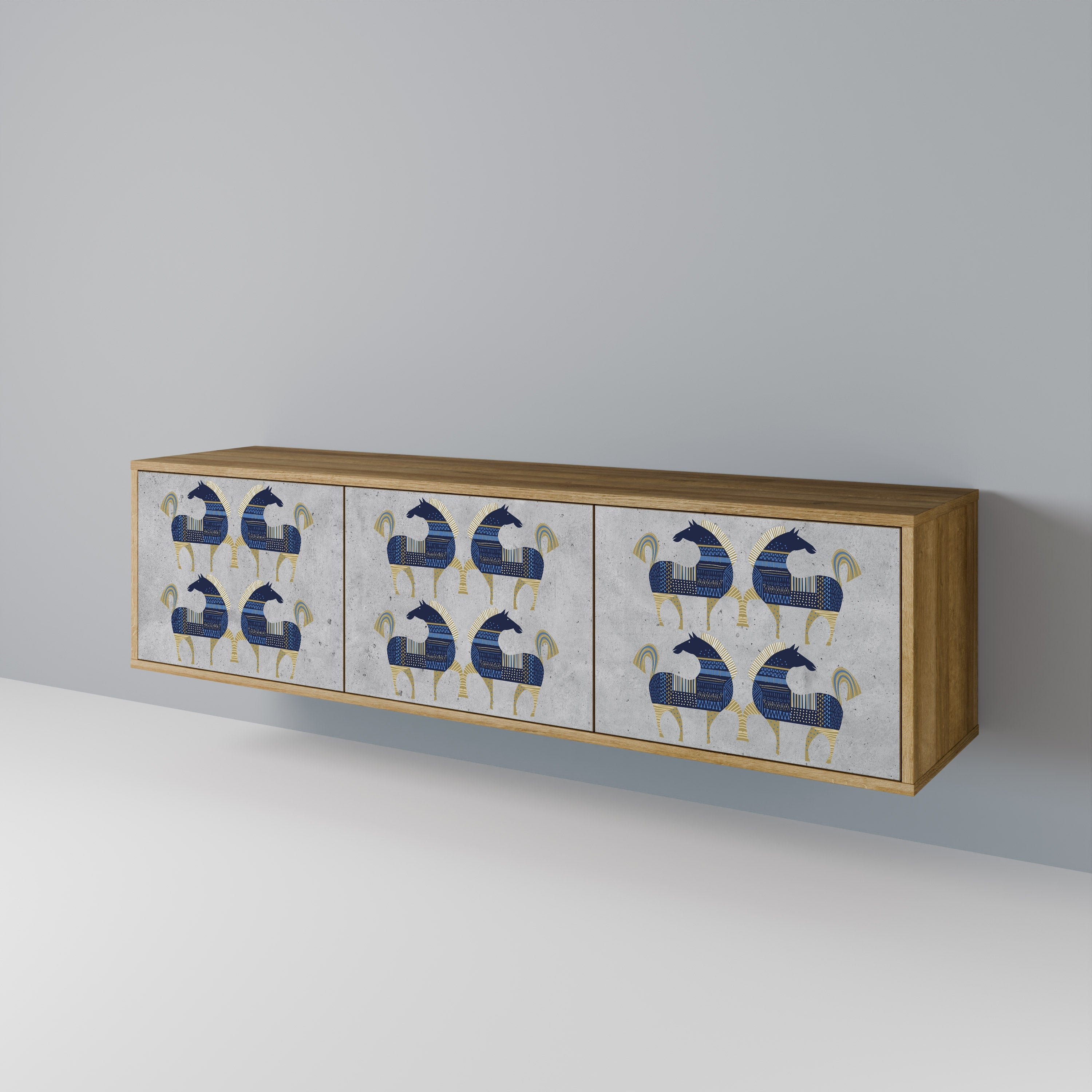 MAJESTIC STEED TV-Lowboard mit 3 Türen in Eiche-Optik