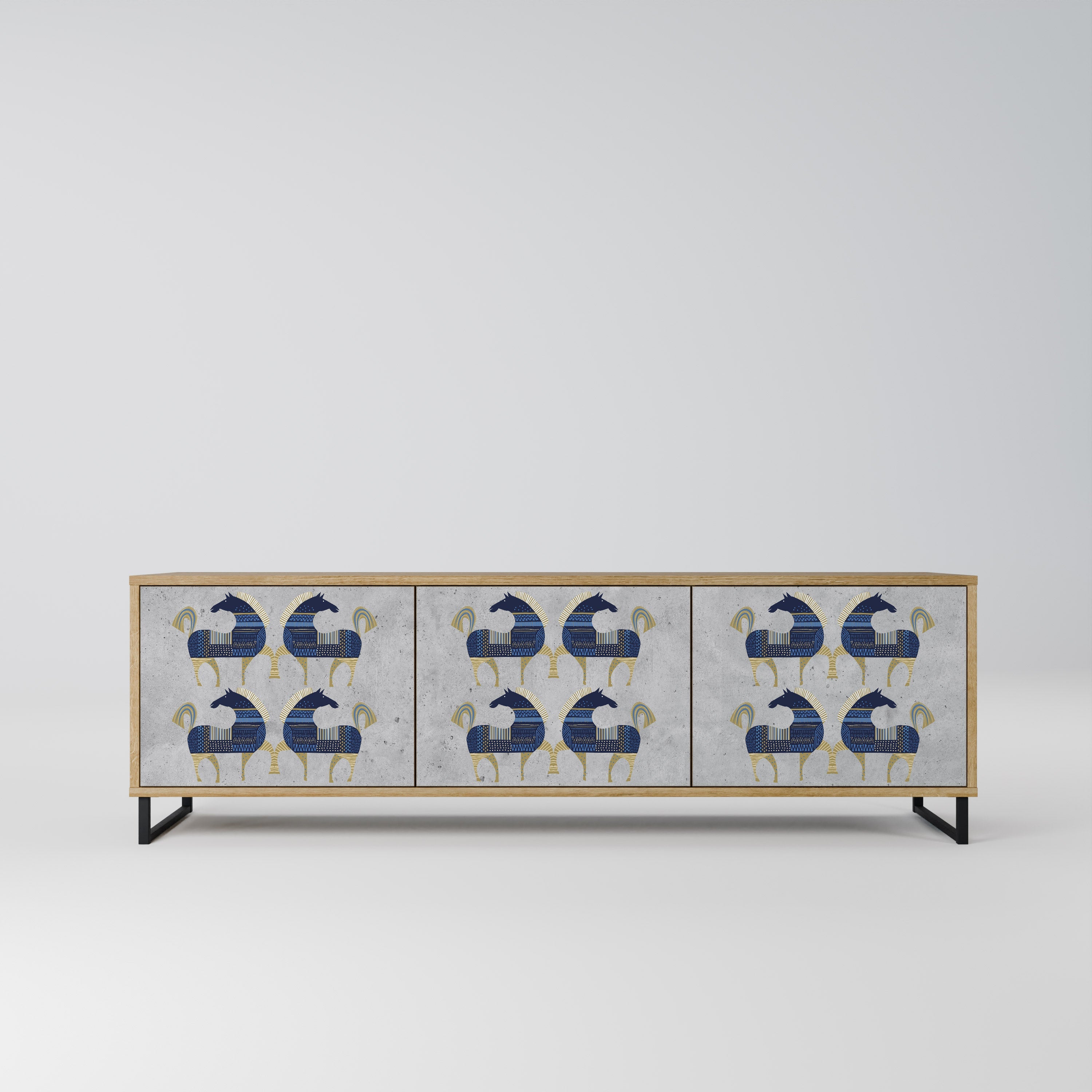 MAJESTIC STEED TV-Lowboard mit 3 Türen in Eiche-Optik