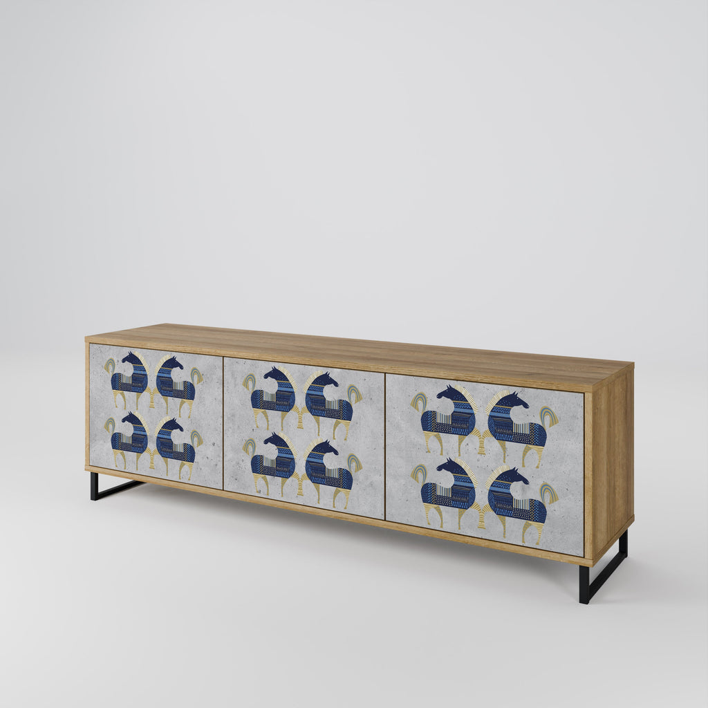 MAJESTIC STEED TV-Lowboard mit 3 Türen in Eiche-Optik