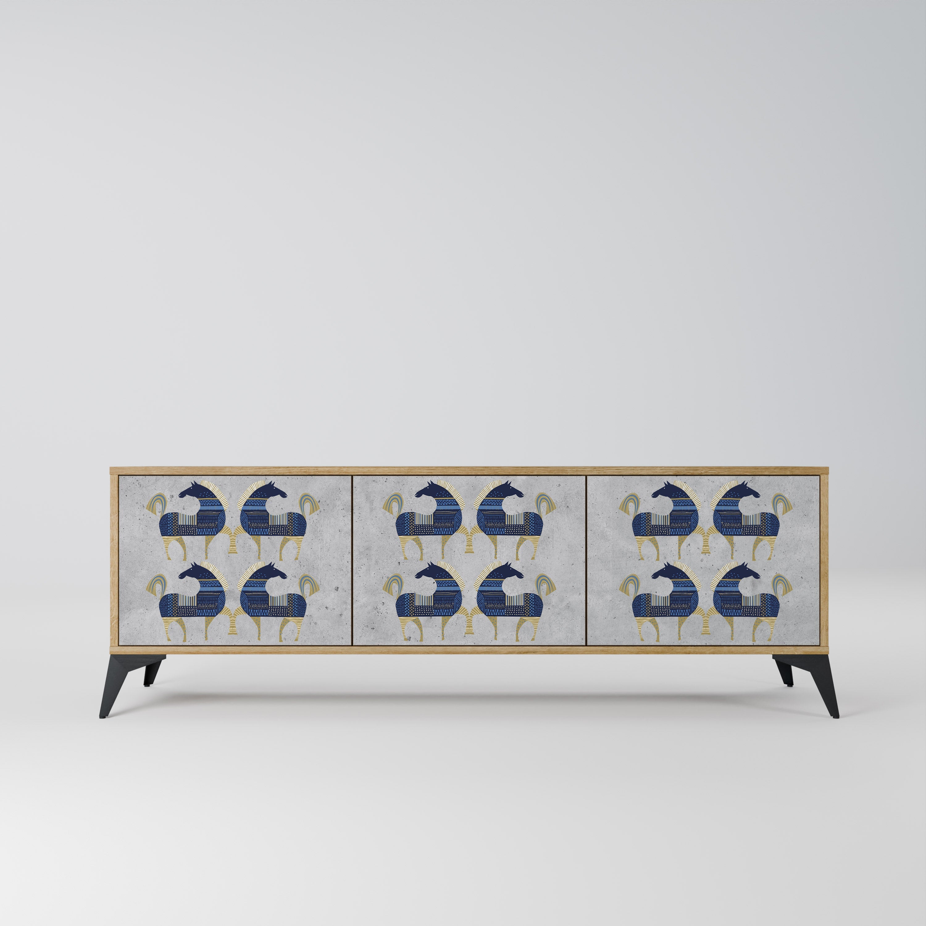 MAJESTIC STEED TV-Lowboard mit 3 Türen in Eiche-Optik