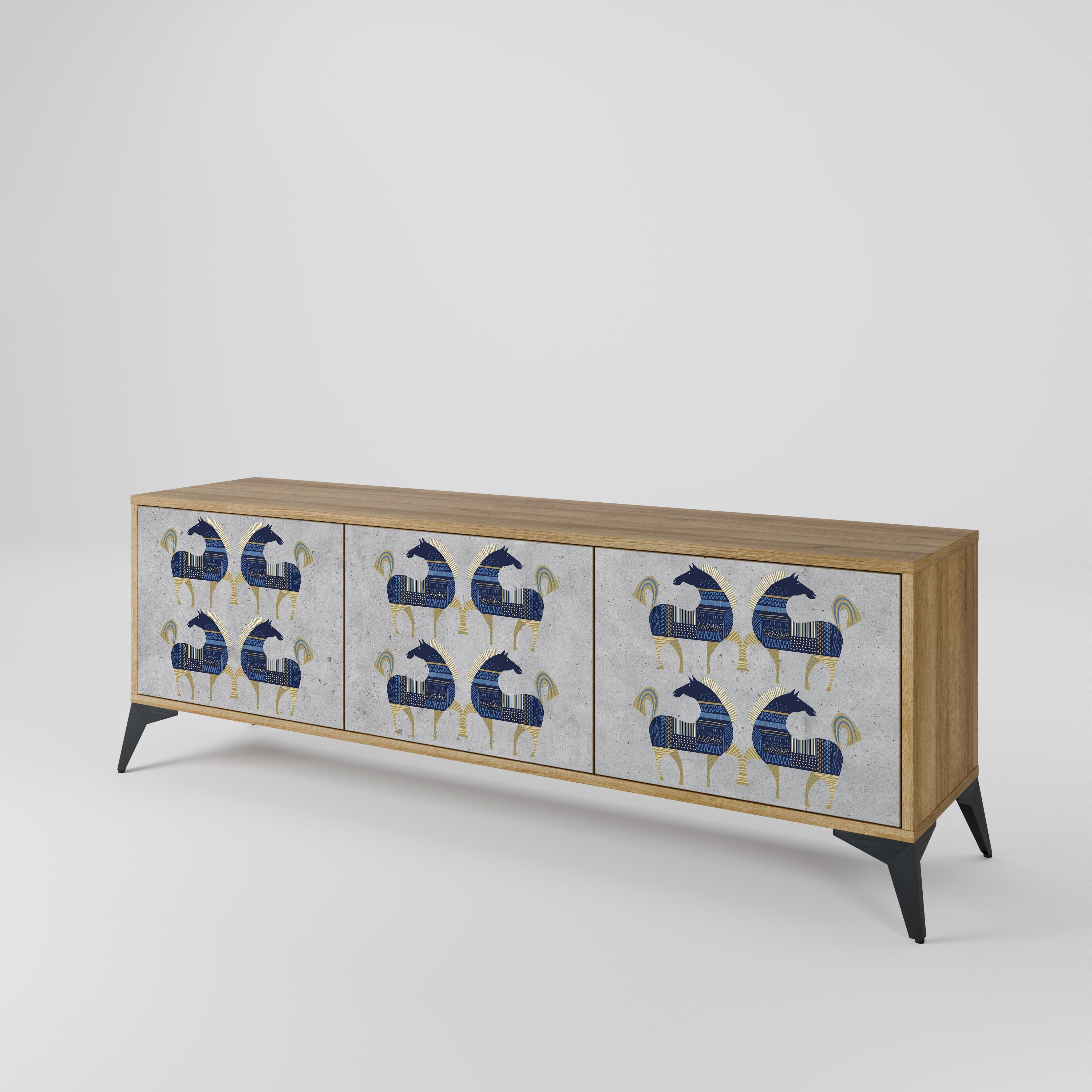 MAJESTIC STEED TV-Lowboard mit 3 Türen in Eiche-Optik