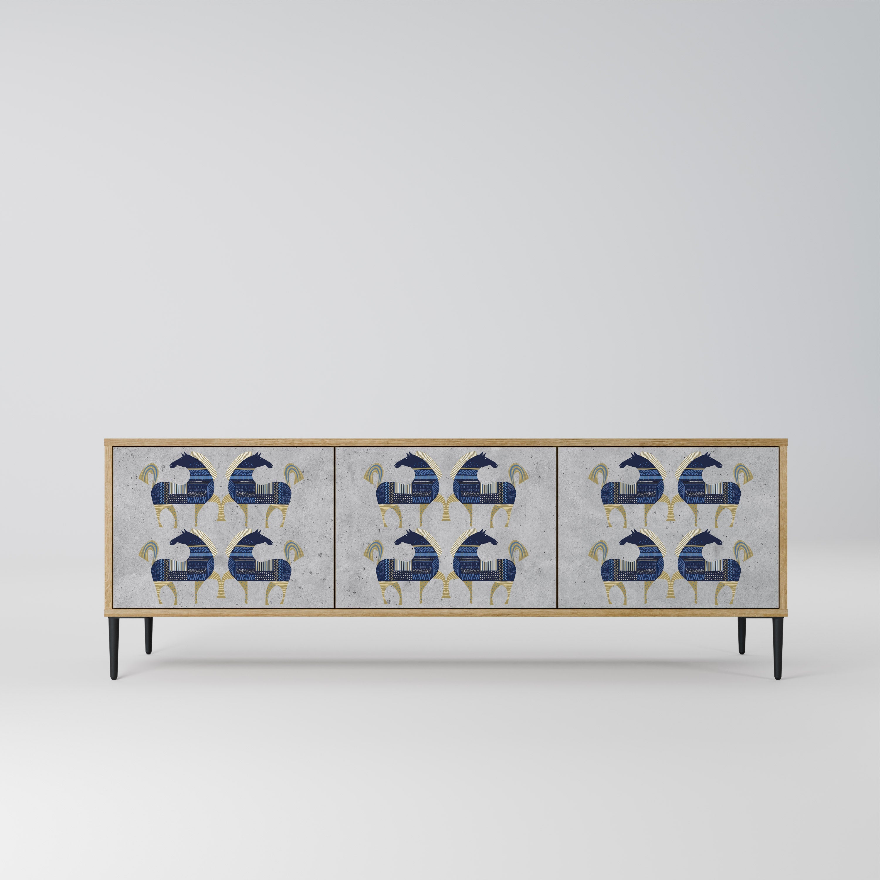 MAJESTIC STEED TV-Lowboard mit 3 Türen in Eiche-Optik