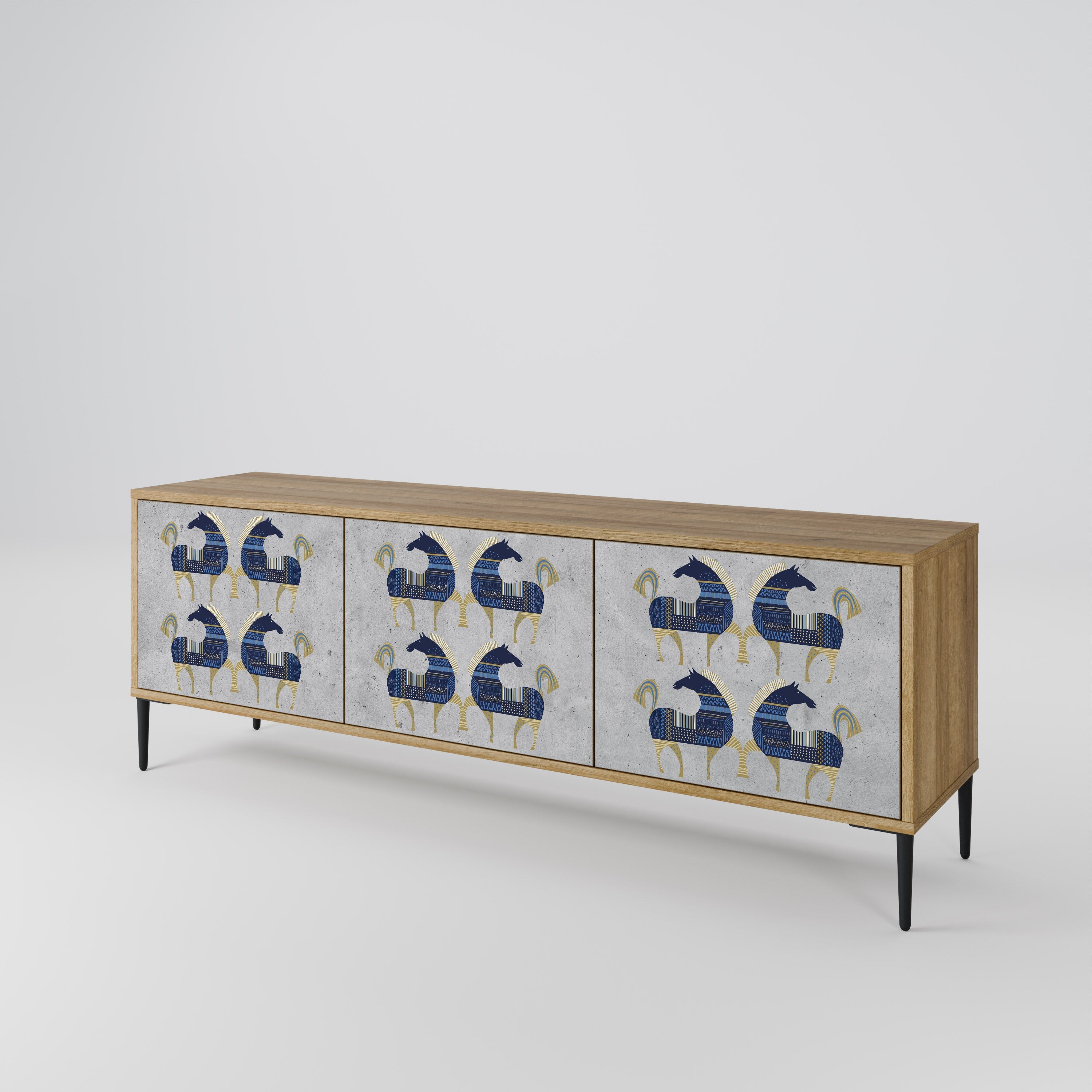 MAJESTIC STEED TV-Lowboard mit 3 Türen in Eiche-Optik