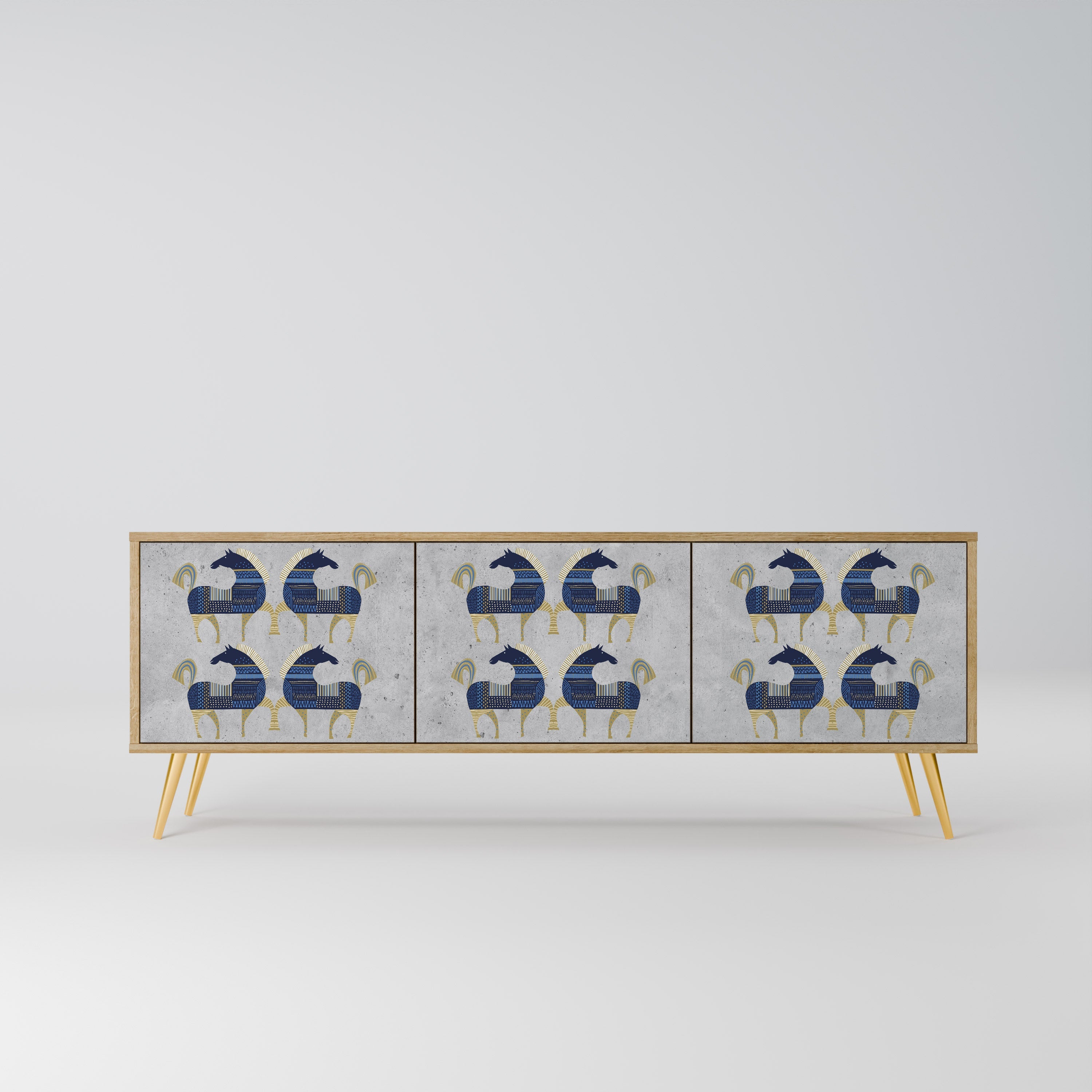 MAJESTIC STEED TV-Lowboard mit 3 Türen in Eiche-Optik