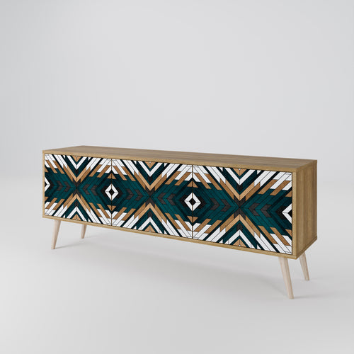 ARTISTIC GEOMETRY TV-Lowboard mit 3 Türen in Eiche-Optik