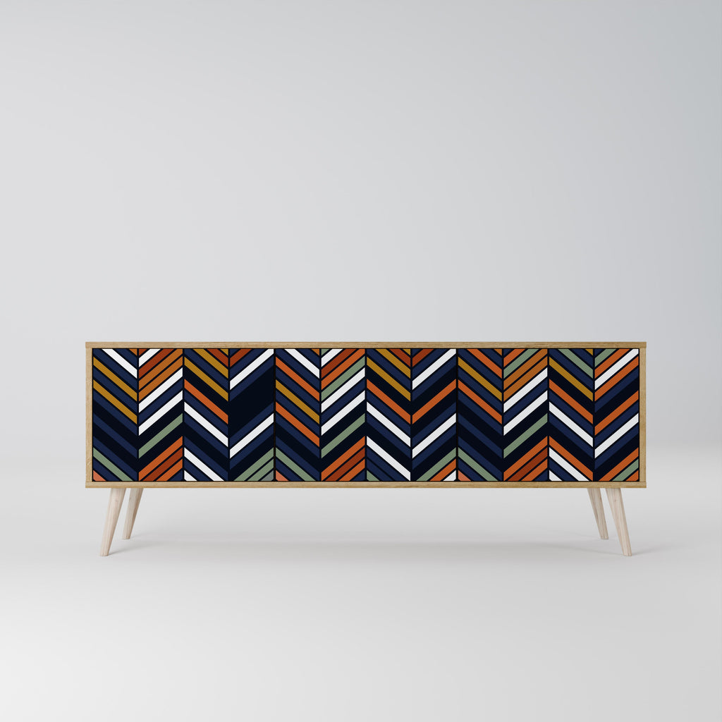 VIBRANT PATCHWORK TV-Lowboard mit 3 Türen in Eiche-Optik