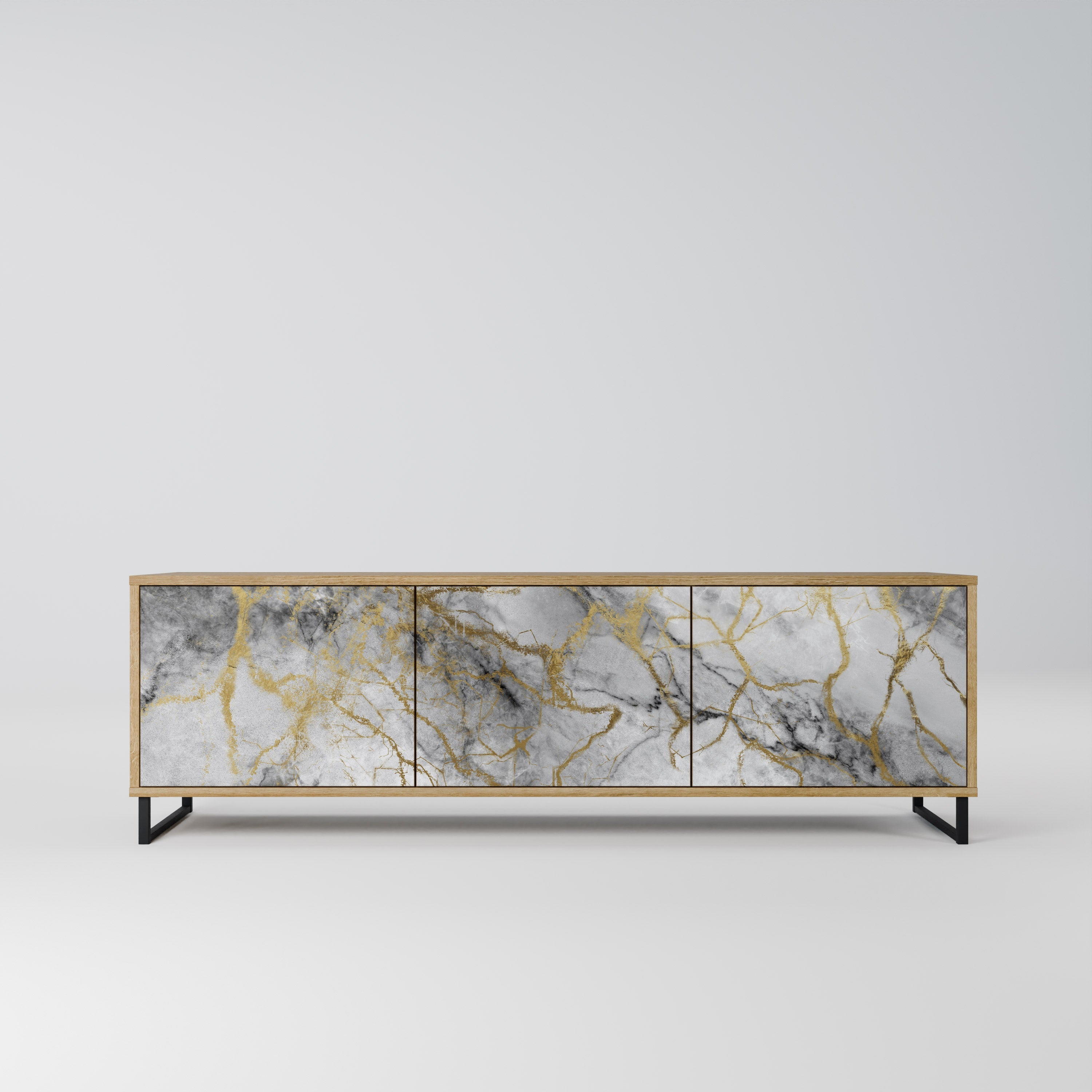 TIMELESS GLIDE TV-Lowboard mit 3 Türen in Eiche-Optik