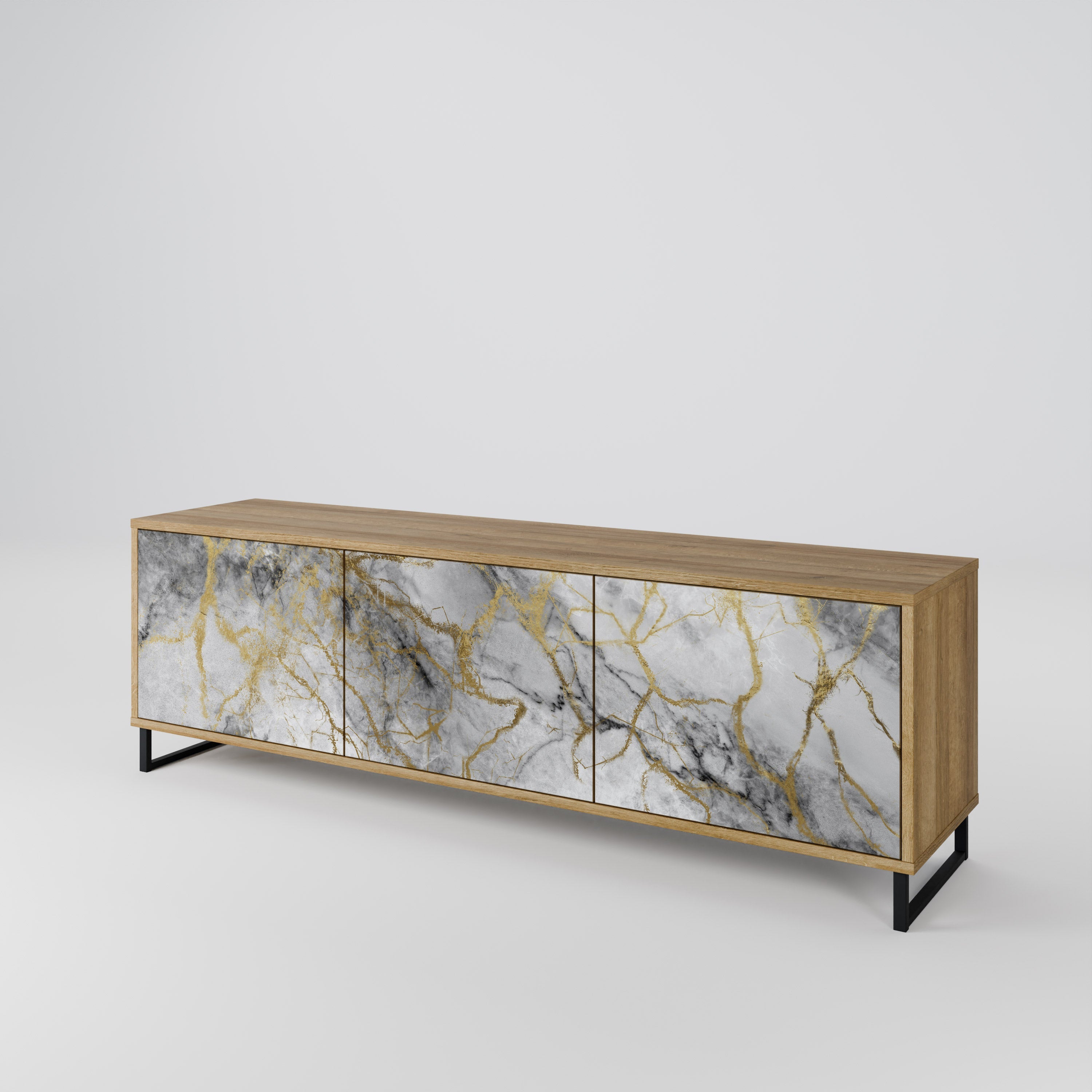 TIMELESS GLIDE TV-Lowboard mit 3 Türen in Eiche-Optik