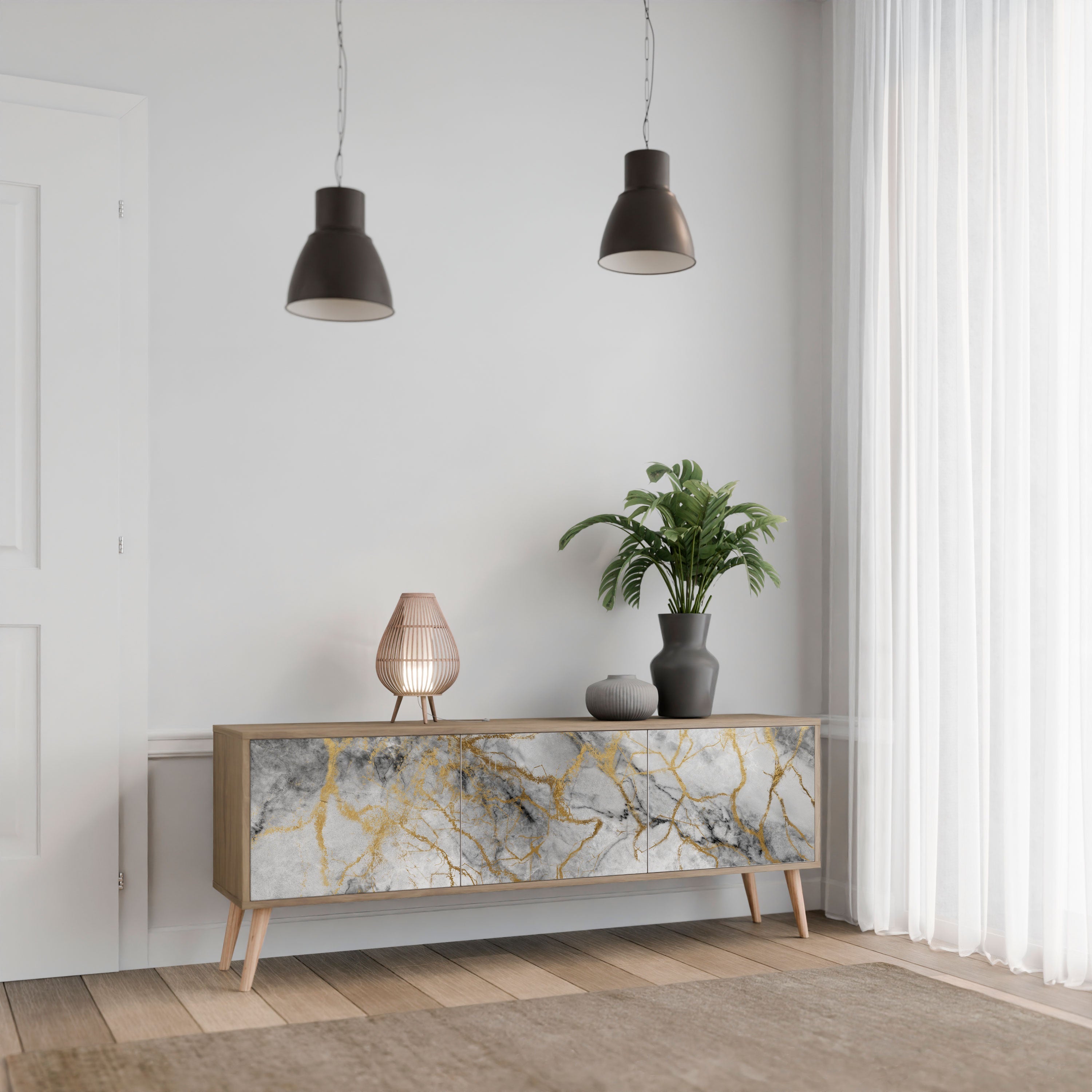 TIMELESS GLIDE TV-Lowboard mit 3 Türen in Eiche-Optik