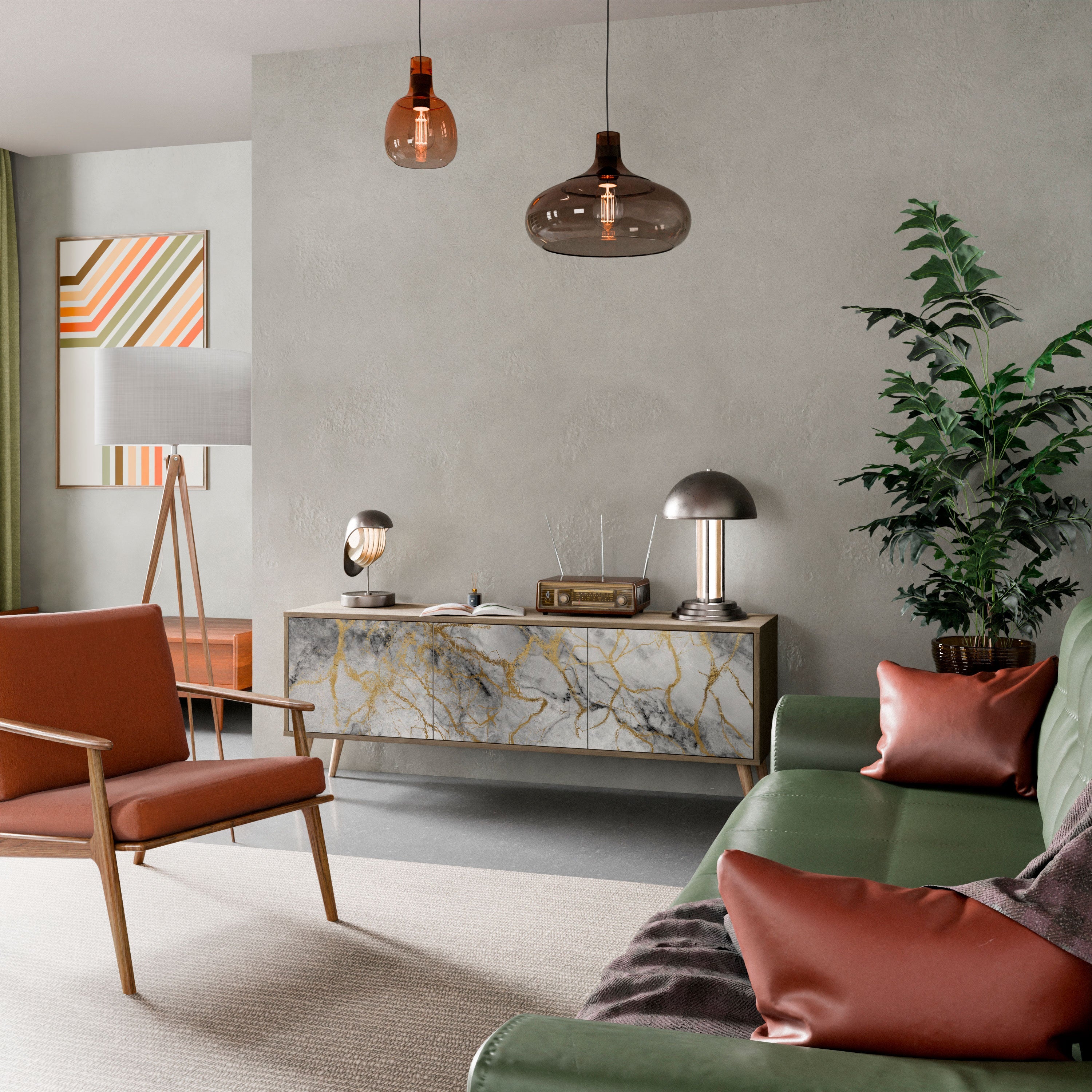 TIMELESS GLIDE TV-Lowboard mit 3 Türen in Eiche-Optik