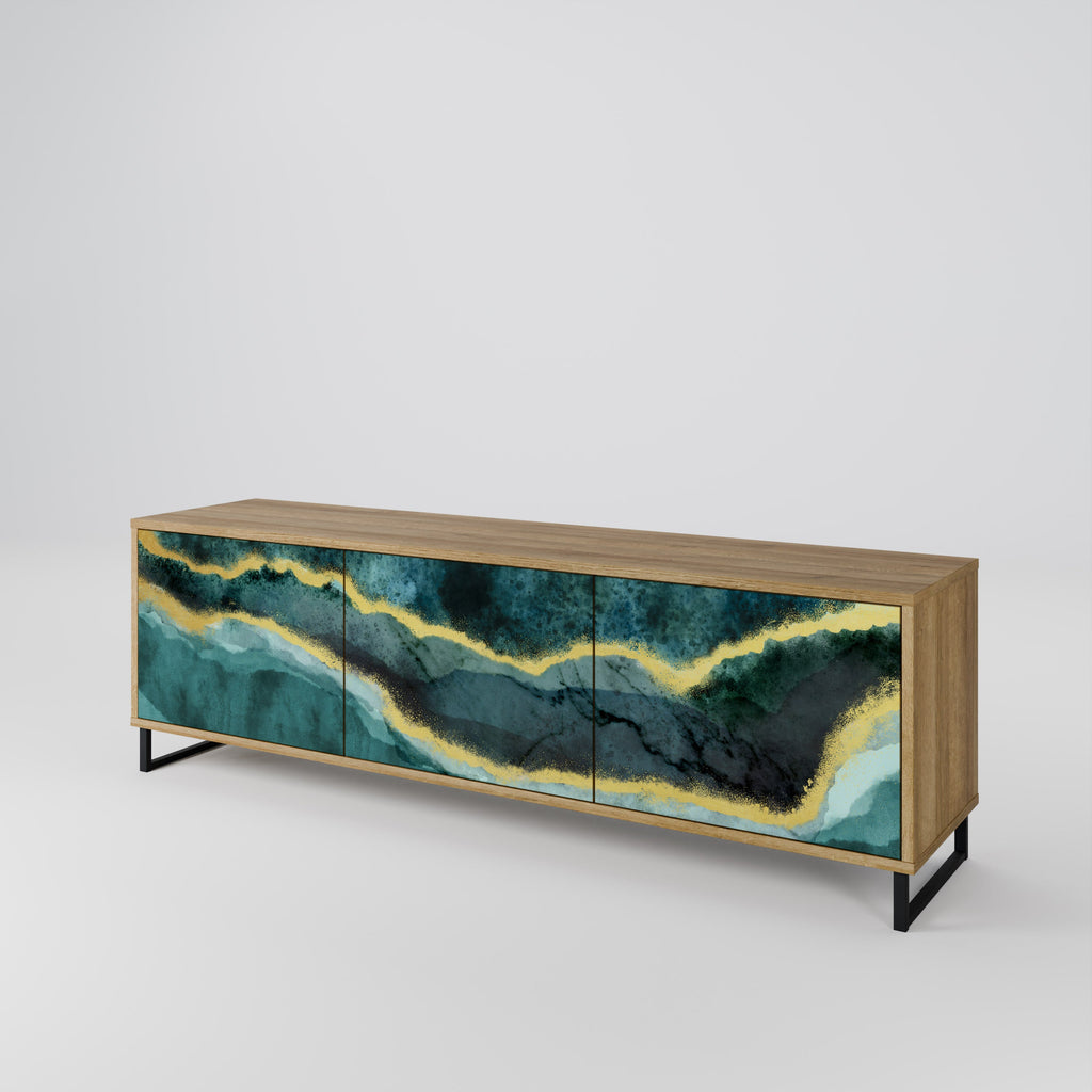 GOLDRUSH ODYSSEY 3-Door TV Stand in Oak Effect