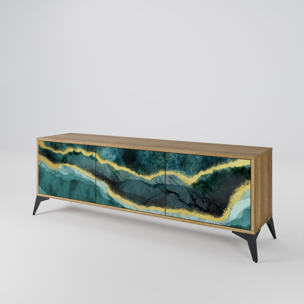 GOLDRUSH ODYSSEY 3-Door TV Stand in Oak Effect