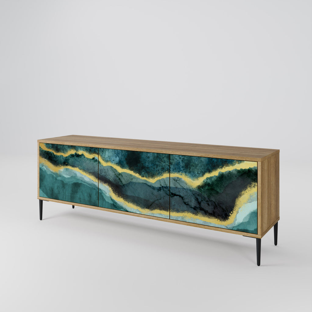 GOLDRUSH ODYSSEY 3-Door TV Stand in Oak Effect