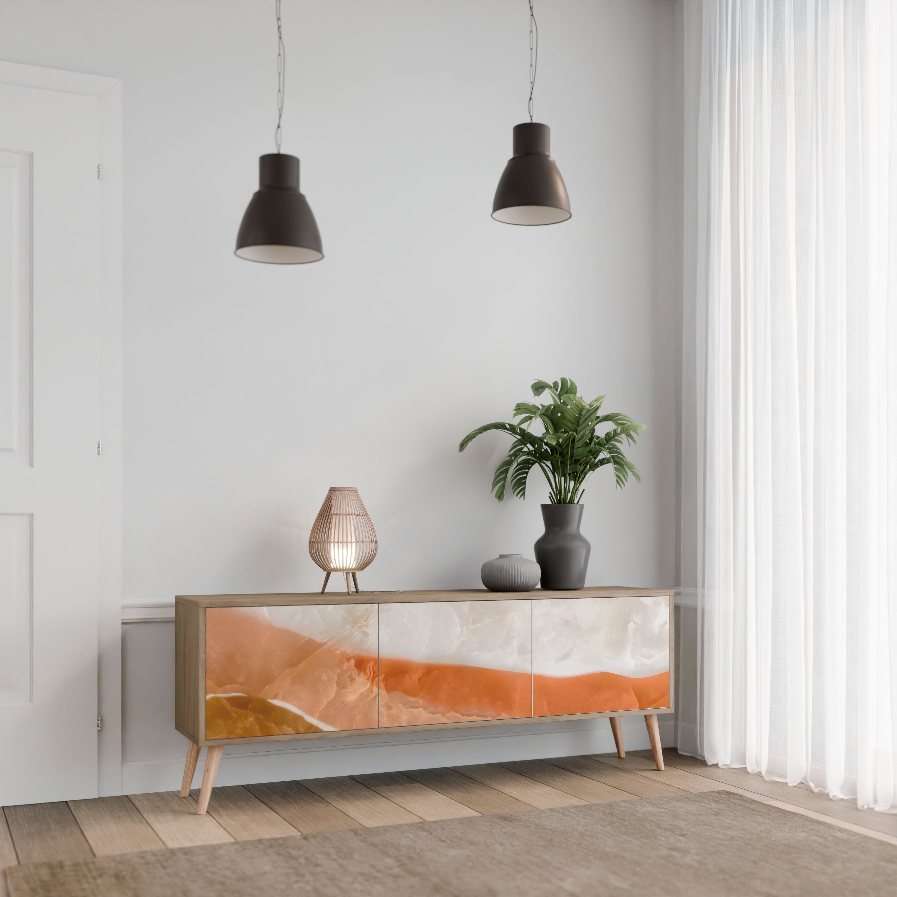 SANDHILLS SPLENDOUR TV-Lowboard mit 3 Türen in Eiche-Optik