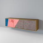 GLAMOROUS STRIPE TV-Lowboard mit 3 Türen in Eiche-Optik