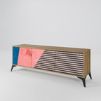 GLAMOROUS STRIPE TV-Lowboard mit 3 Türen in Eiche-Optik