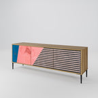 GLAMOROUS STRIPE TV-Lowboard mit 3 Türen in Eiche-Optik