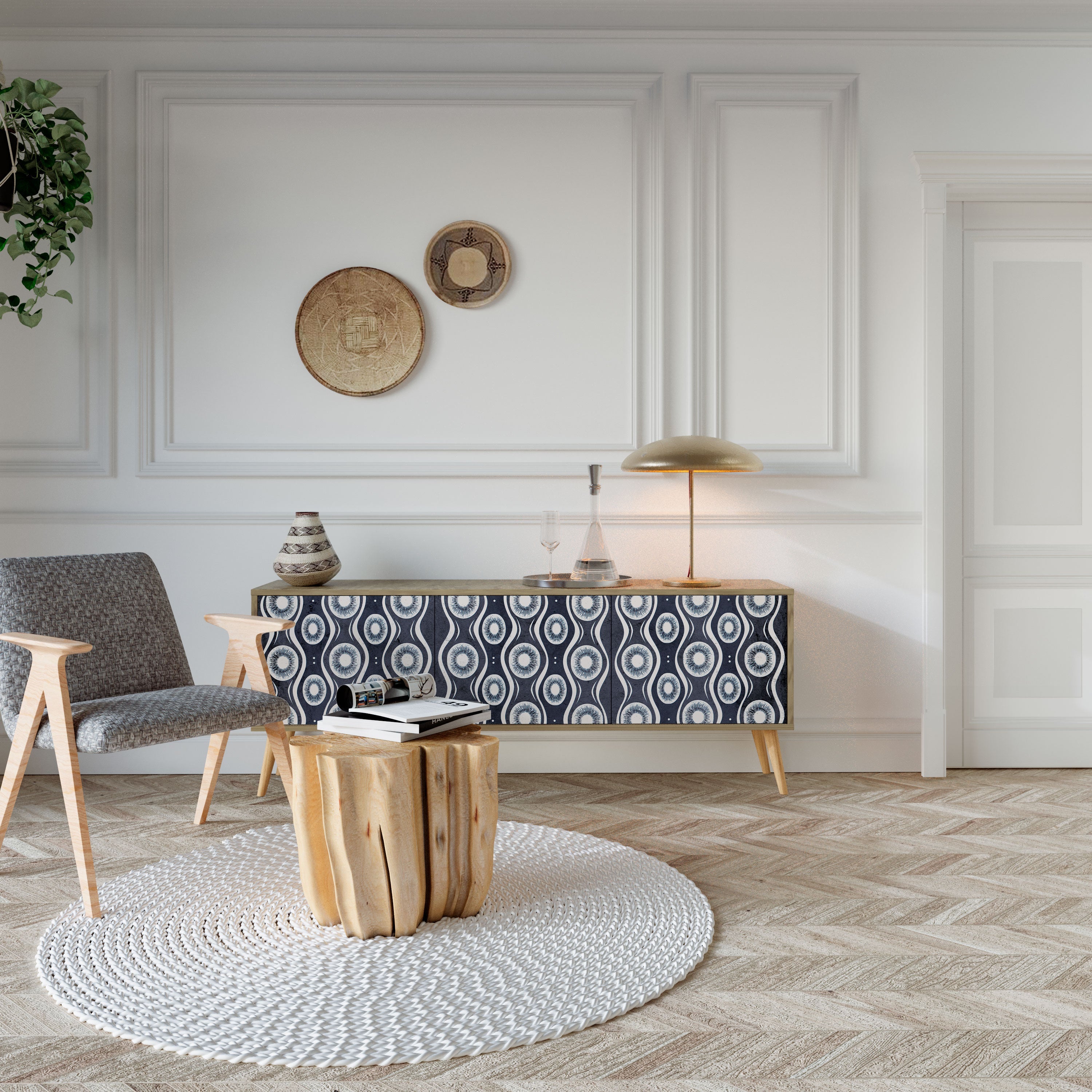 GRAPHITE EYES TV-Lowboard mit 3 Türen in Eiche-Optik