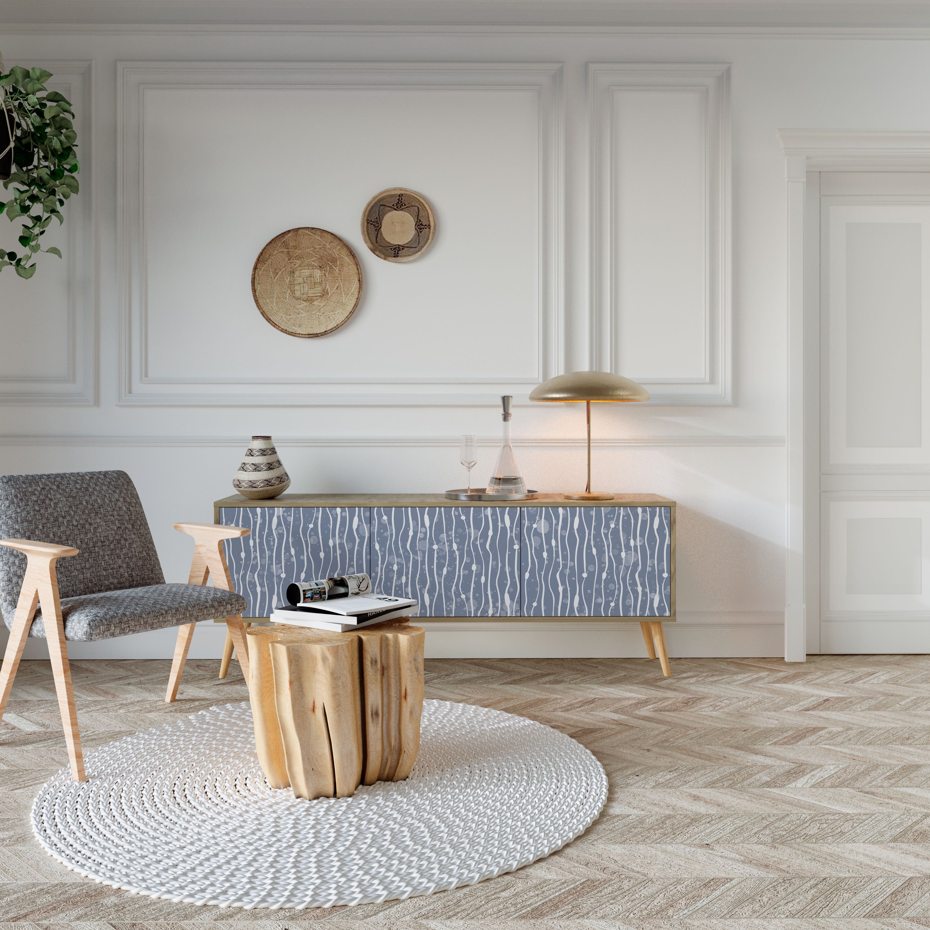 GRAPHITE RAIN TV-Lowboard mit 3 Türen in Eiche-Optik