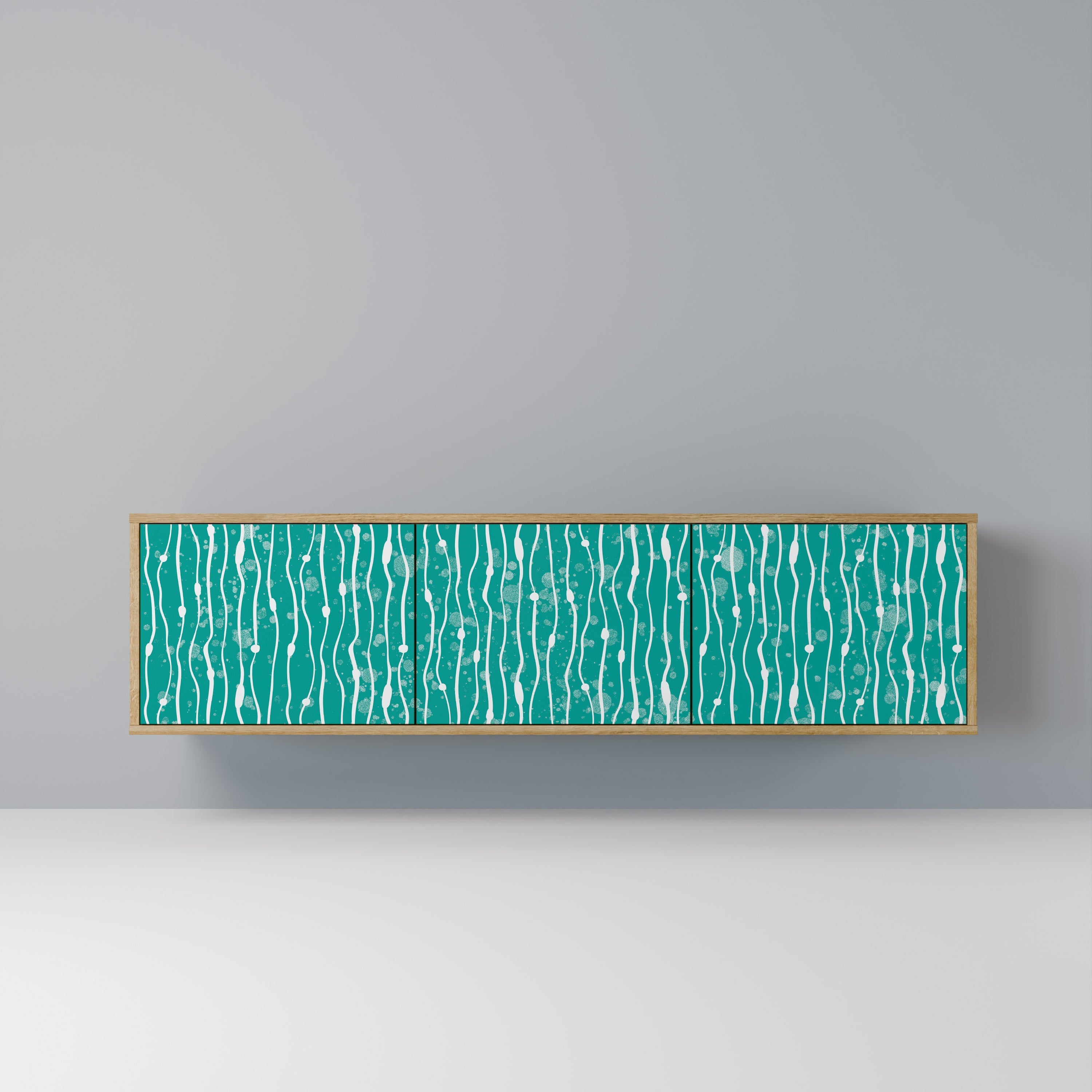 TURQUOISE RAIN TV-Lowboard mit 3 Türen in Eiche-Optik