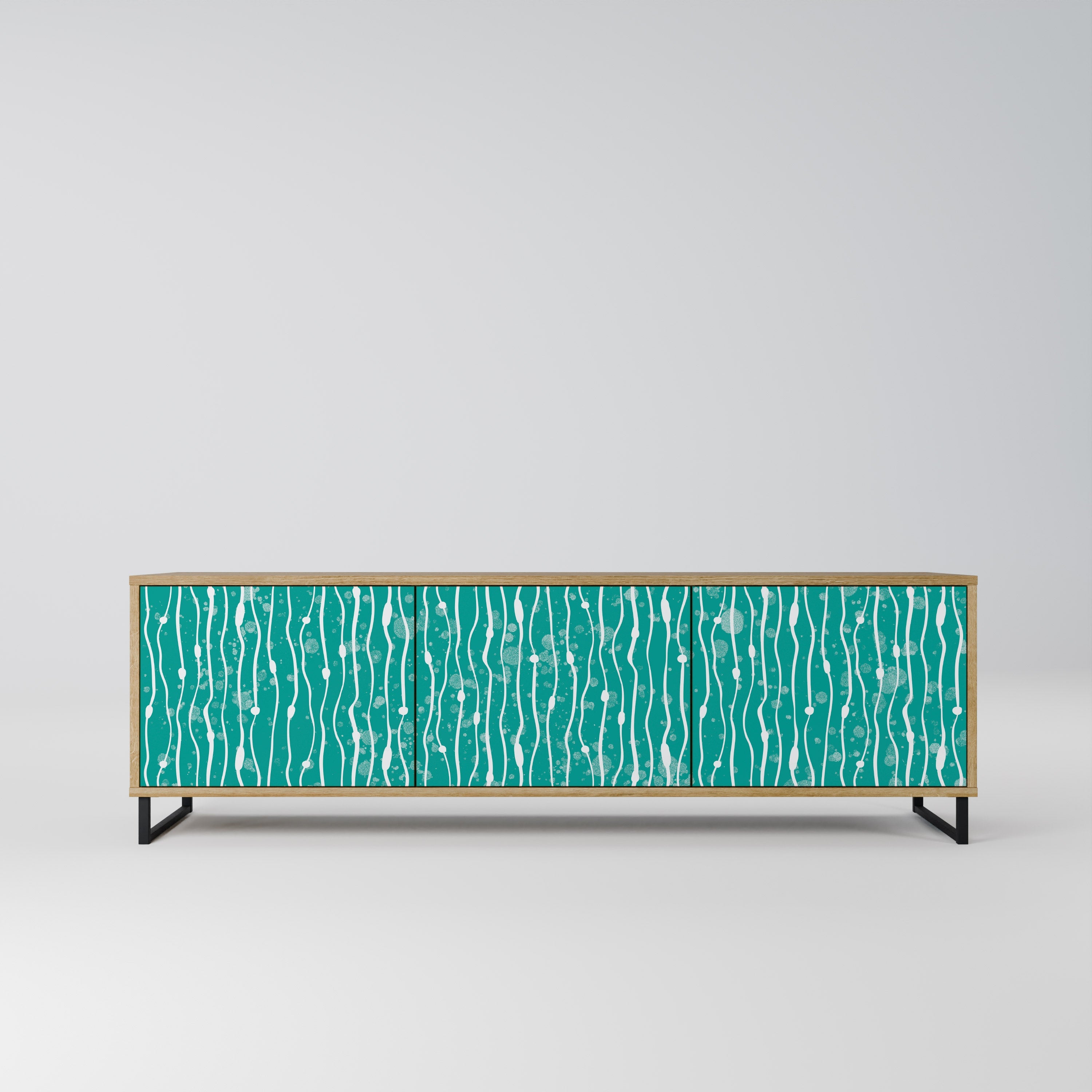 TURQUOISE RAIN TV-Lowboard mit 3 Türen in Eiche-Optik