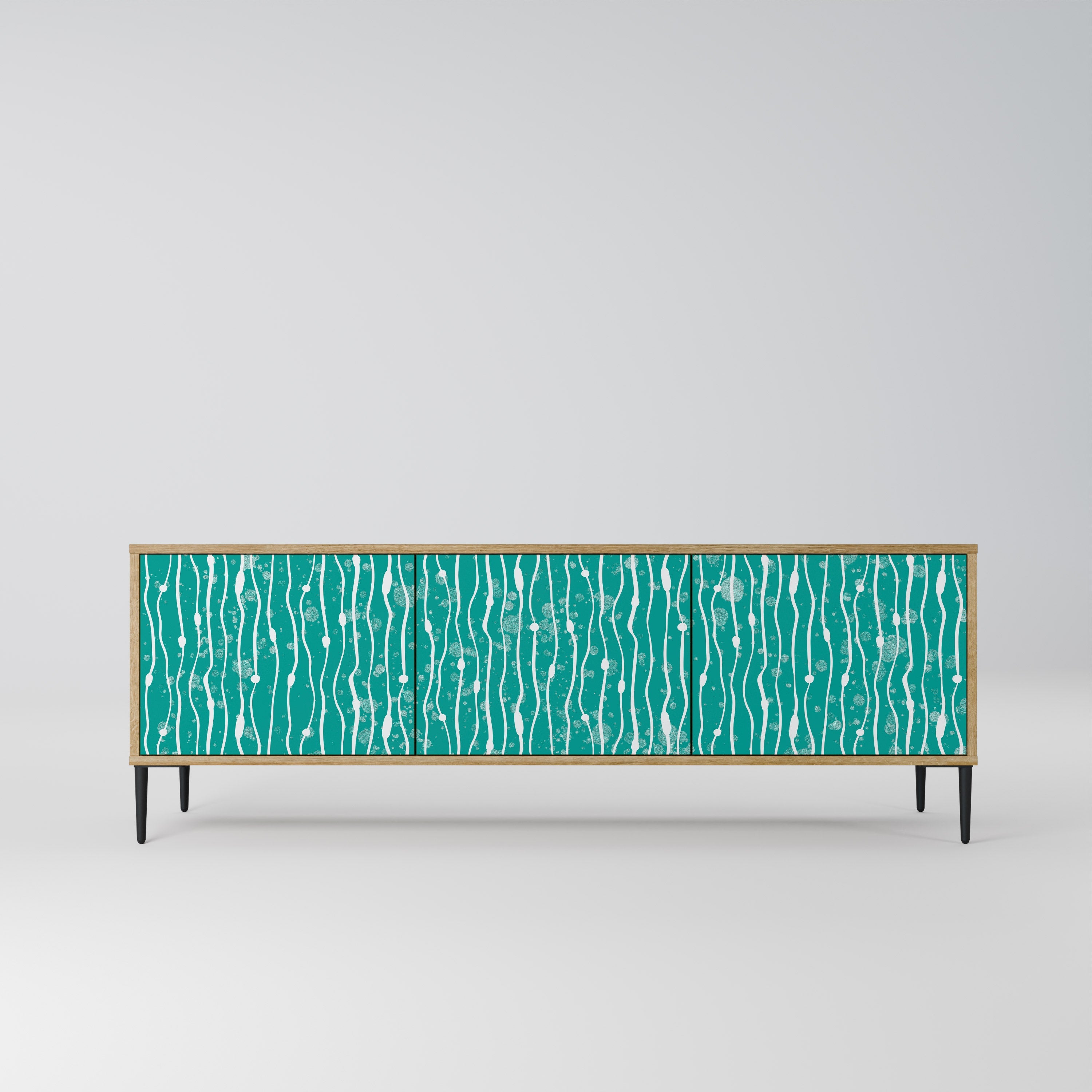 TURQUOISE RAIN TV-Lowboard mit 3 Türen in Eiche-Optik