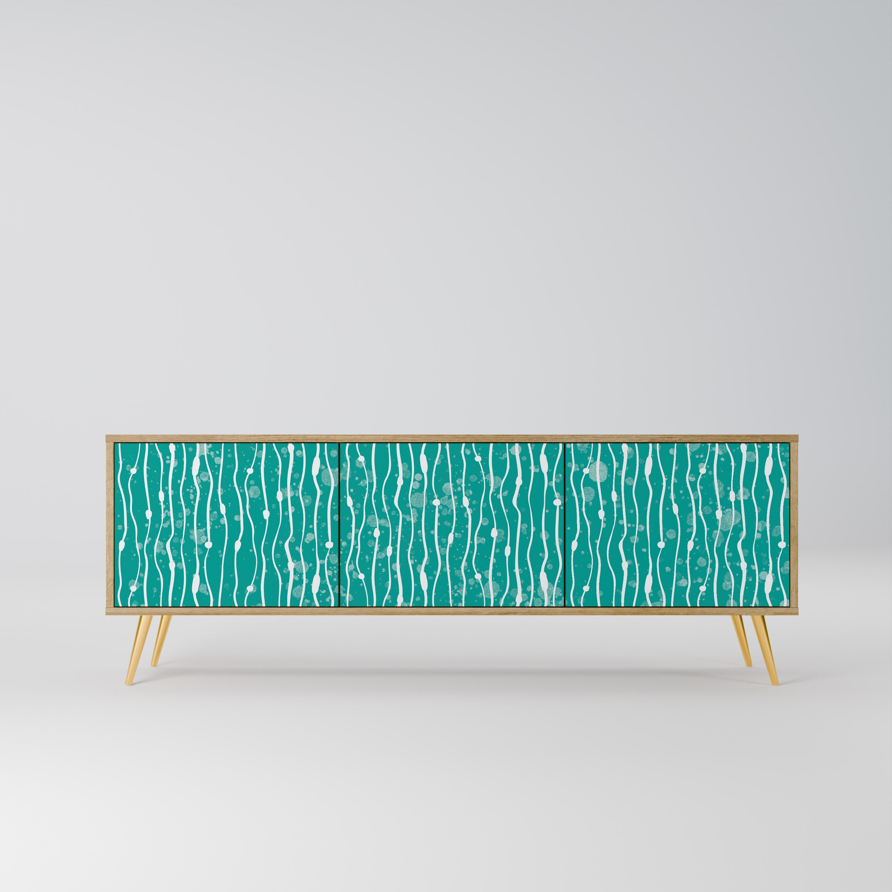 TURQUOISE RAIN TV-Lowboard mit 3 Türen in Eiche-Optik