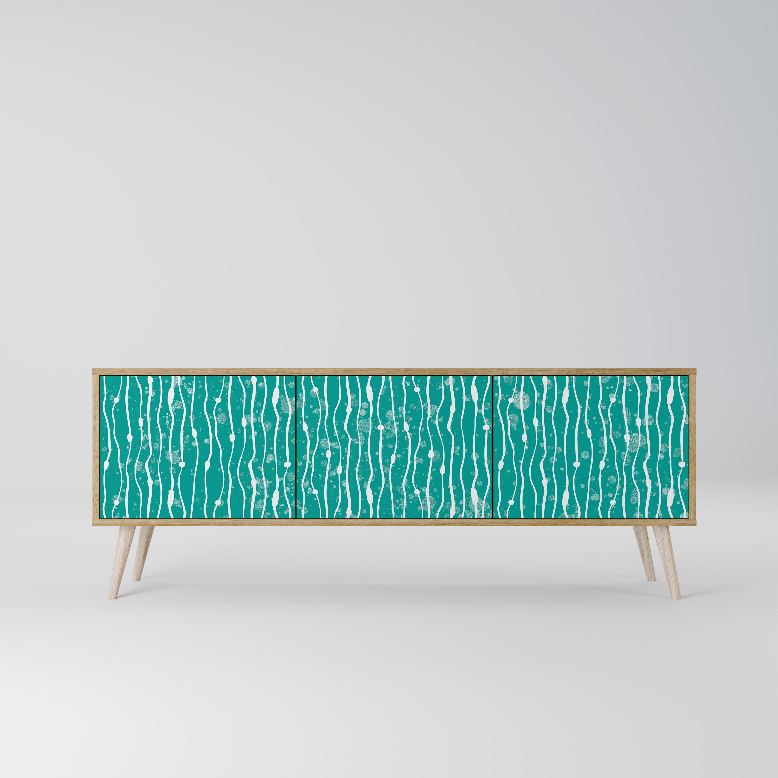 TURQUOISE RAIN TV-Lowboard mit 3 Türen in Eiche-Optik