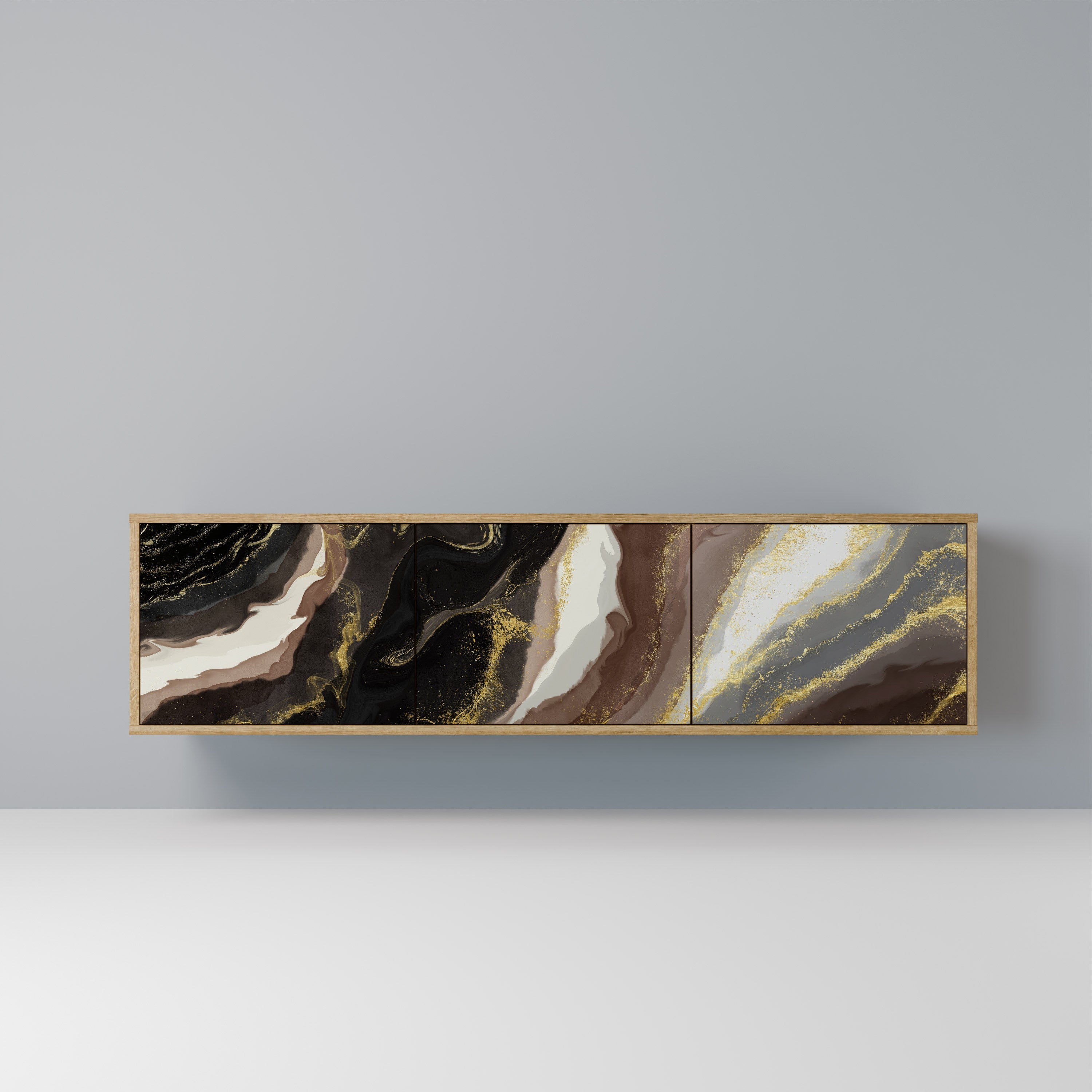 GOLD DUST TV-Lowboard mit 3 Türen in Eiche-Optik