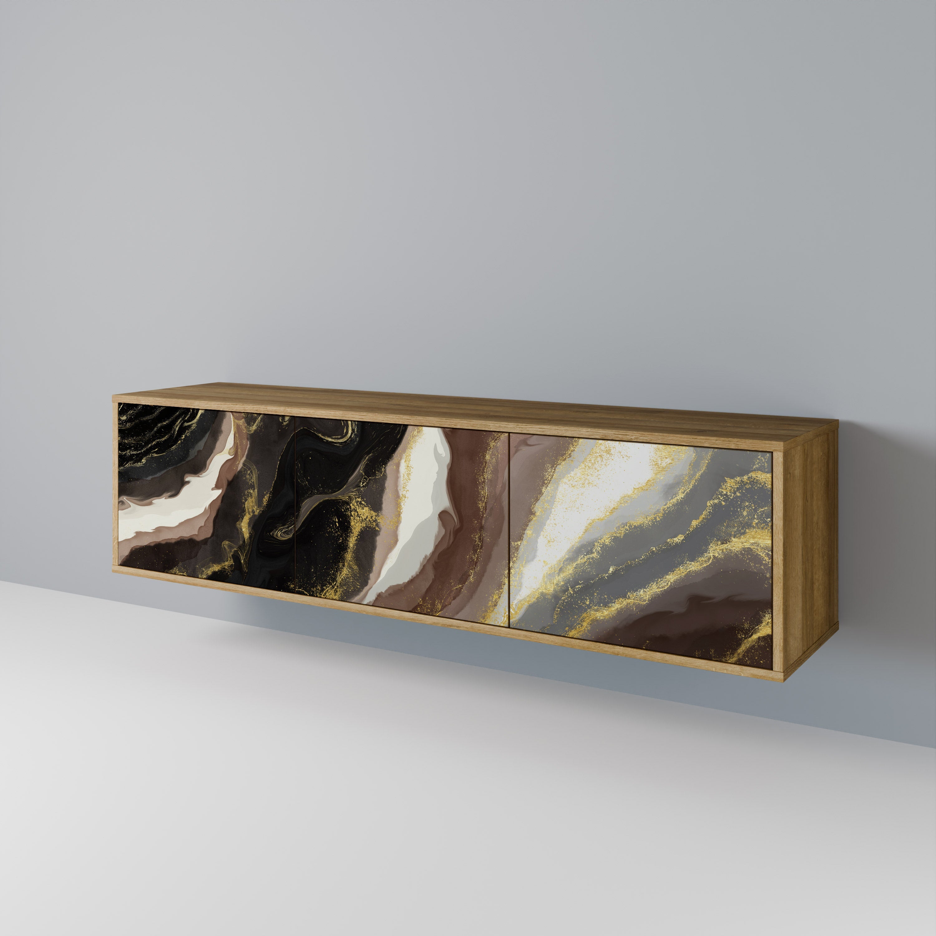 GOLD DUST TV-Lowboard mit 3 Türen in Eiche-Optik