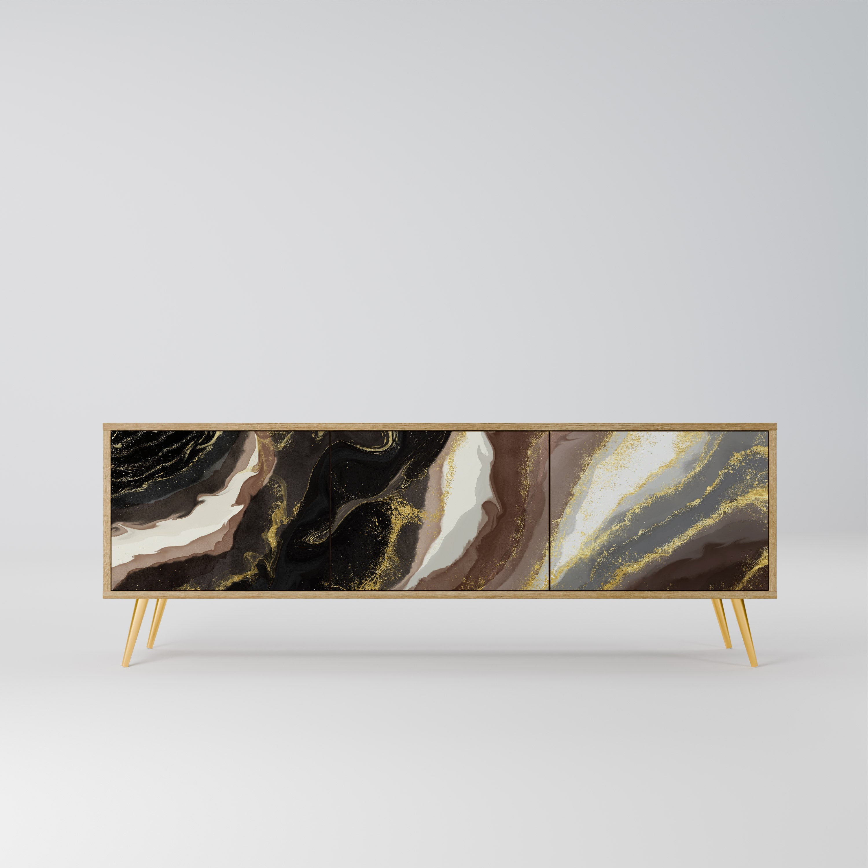 GOLD DUST TV-Lowboard mit 3 Türen in Eiche-Optik