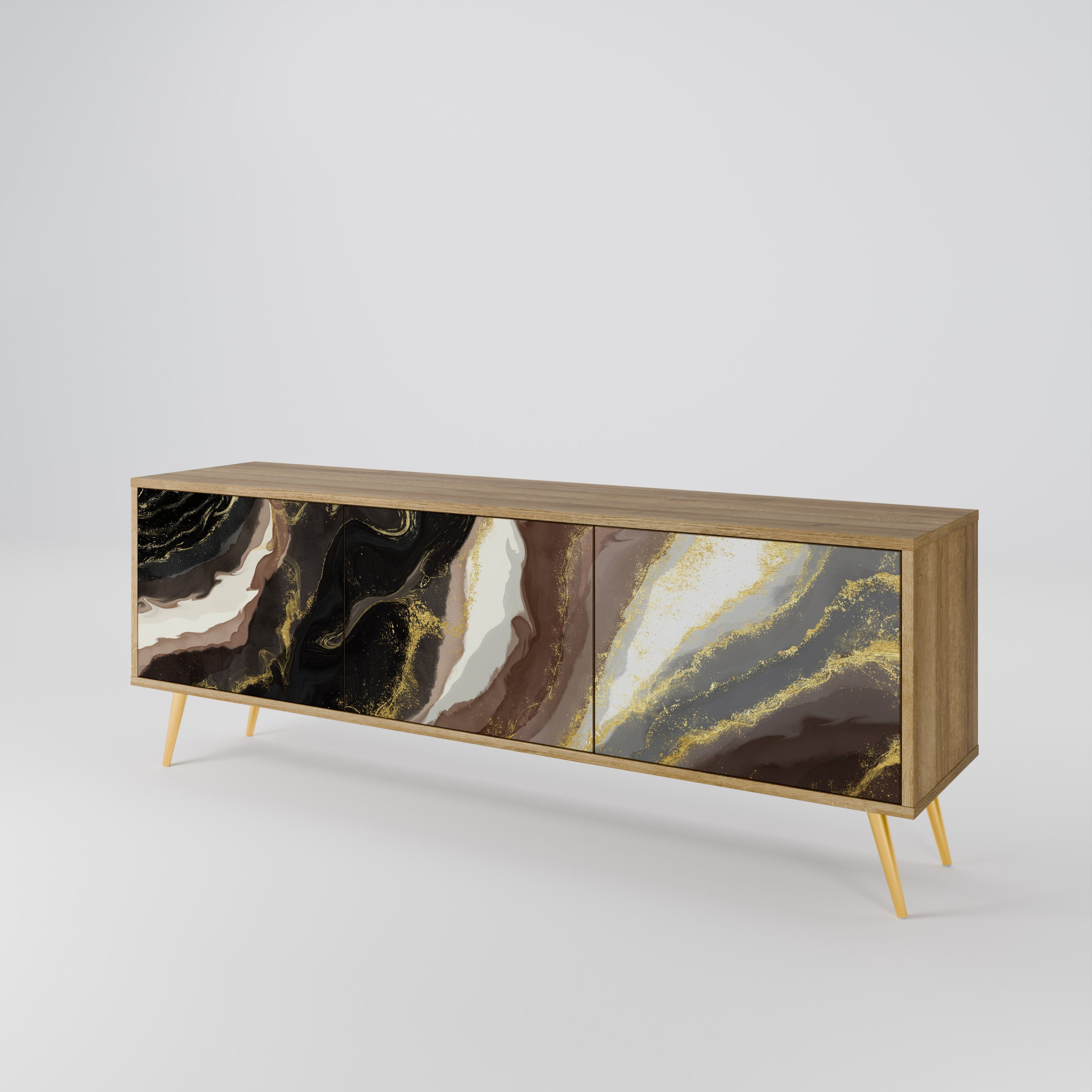 GOLD DUST TV-Lowboard mit 3 Türen in Eiche-Optik