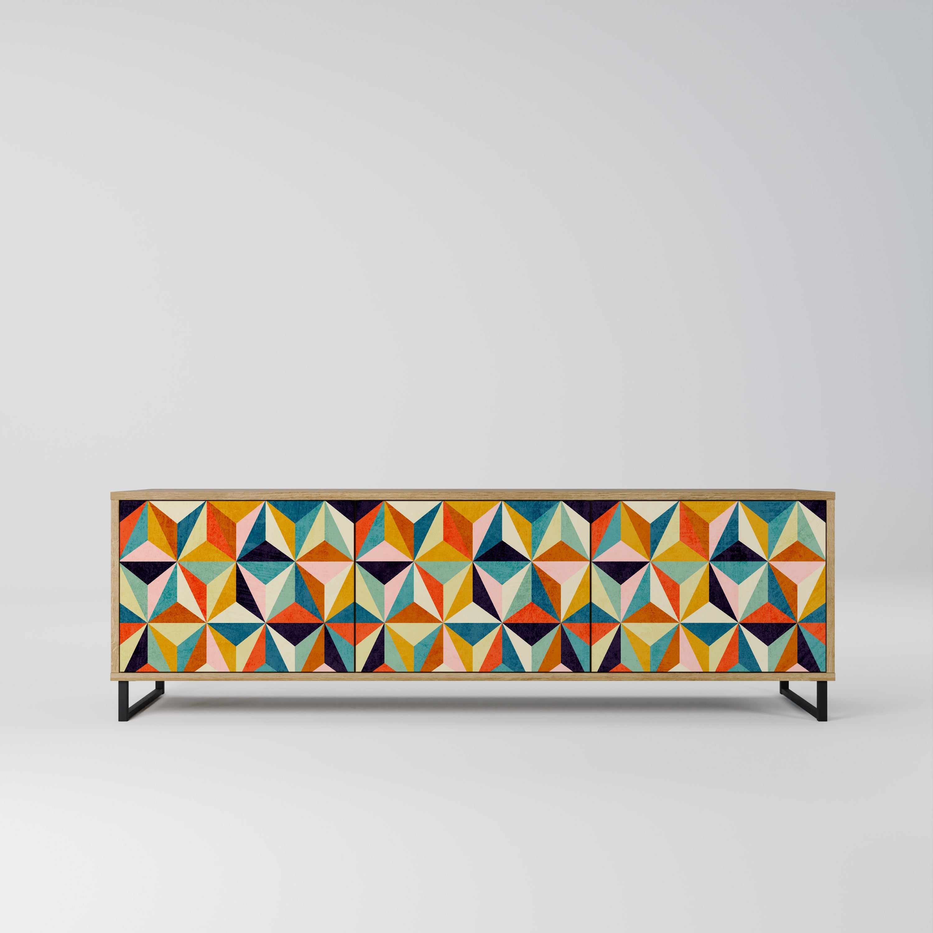 TESSELATE TREASURES TV-Lowboard mit 3 Türen in Eiche-Optik