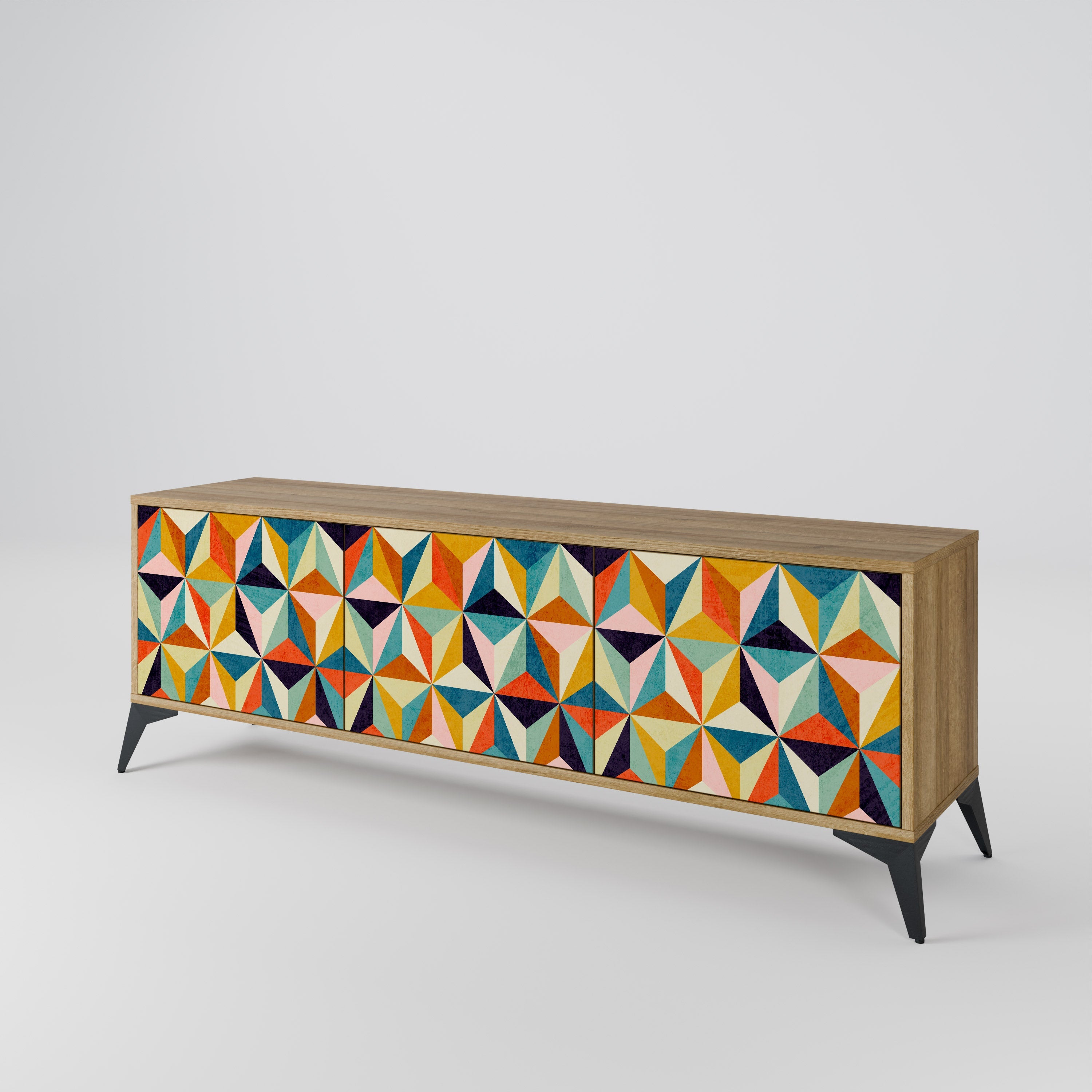 TESSELATE TREASURES TV-Lowboard mit 3 Türen in Eiche-Optik