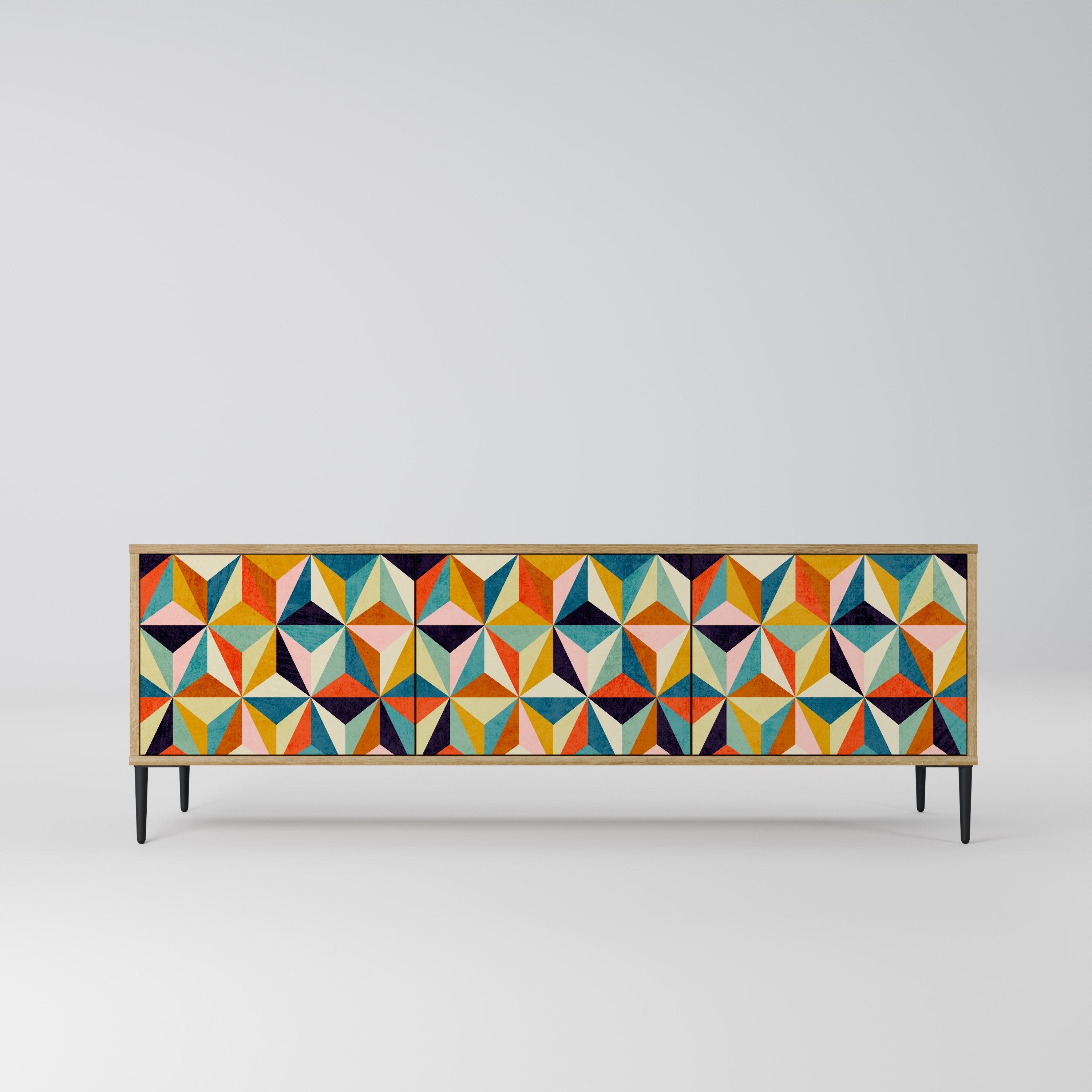 TESSELATE TREASURES TV-Lowboard mit 3 Türen in Eiche-Optik