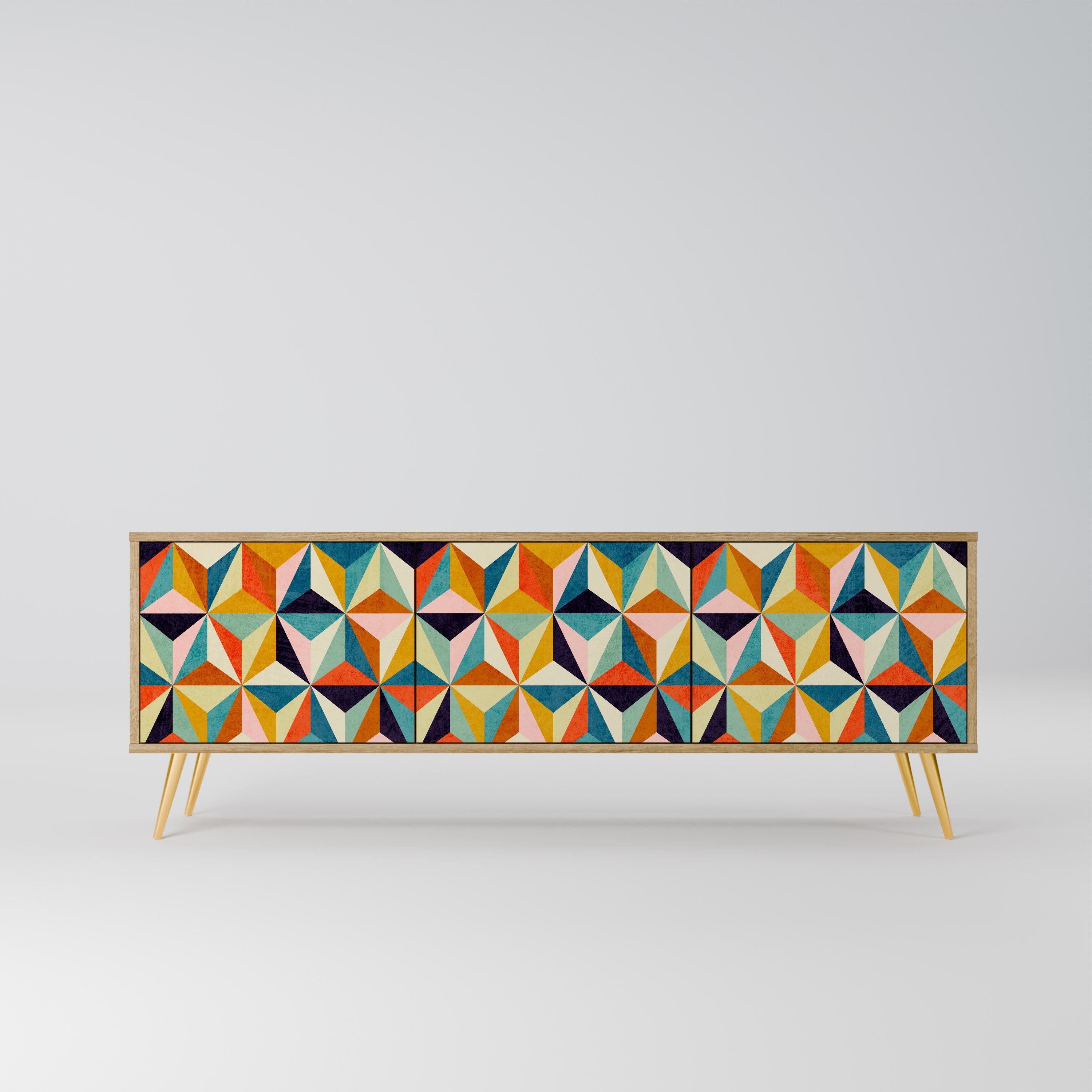 TESSELATE TREASURES TV-Lowboard mit 3 Türen in Eiche-Optik