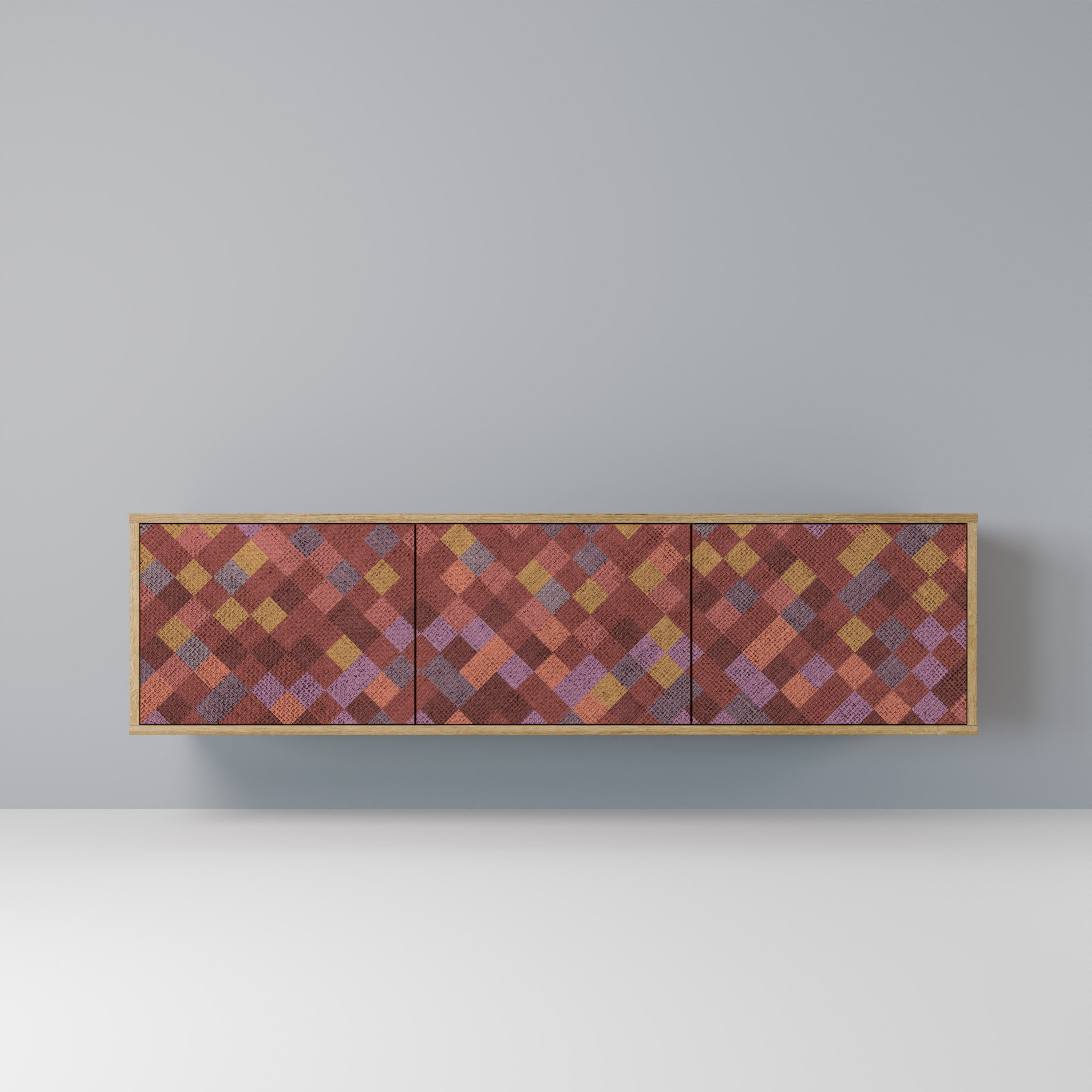 PAINTED SQUARES TV-Lowboard mit 3 Türen in Eiche-Optik