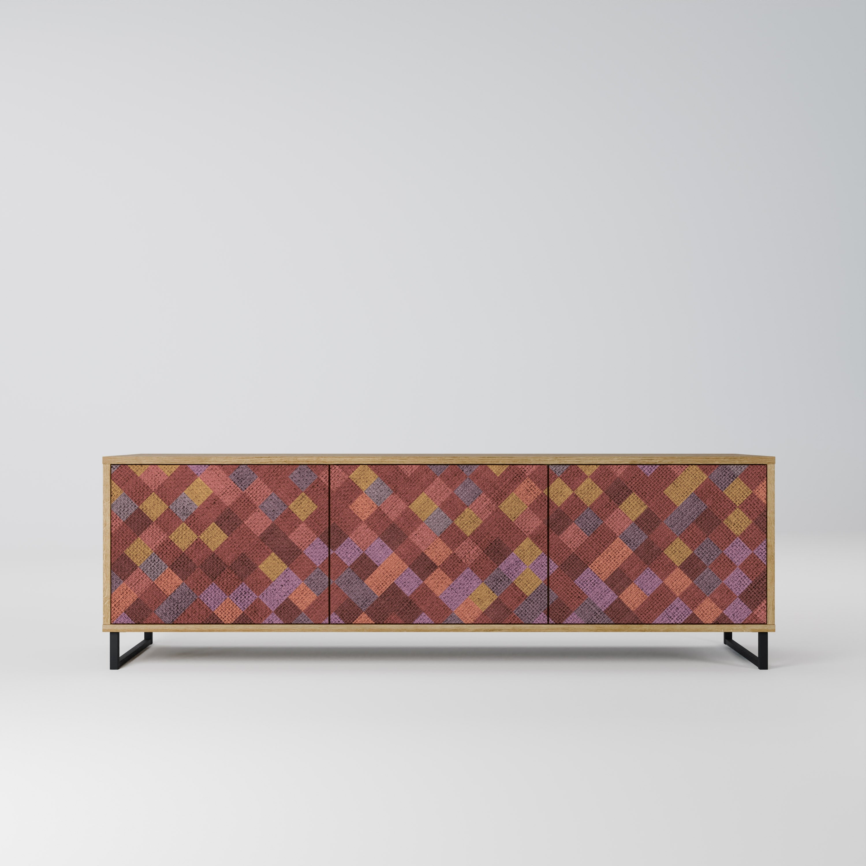 PAINTED SQUARES TV-Lowboard mit 3 Türen in Eiche-Optik