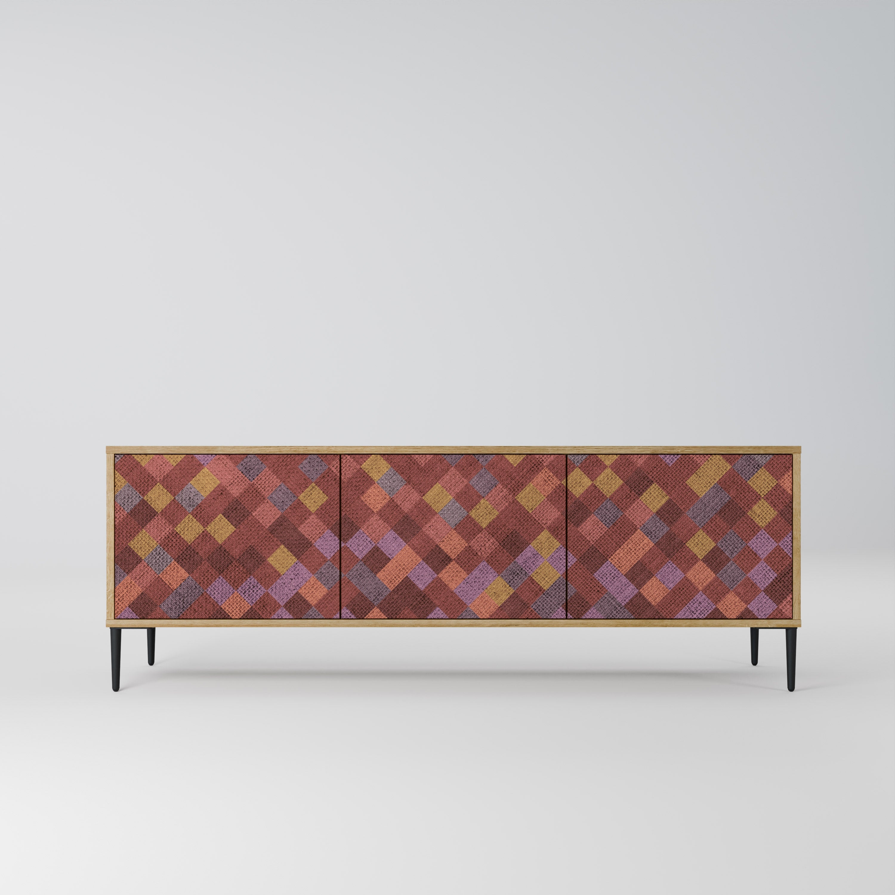 PAINTED SQUARES TV-Lowboard mit 3 Türen in Eiche-Optik